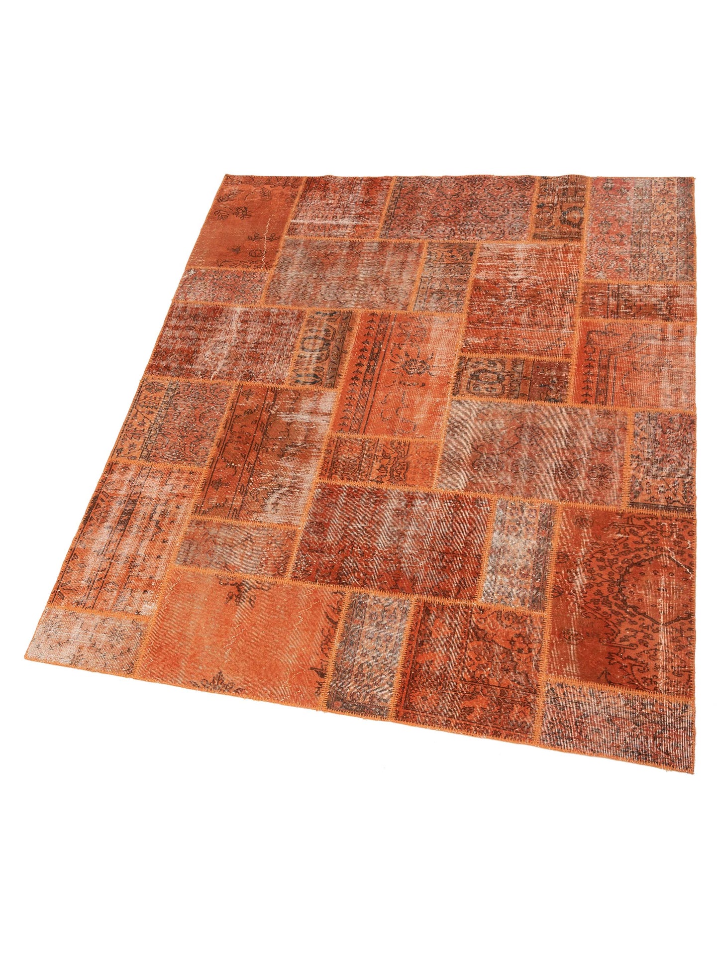 Turkish Vestige Patchwork 113265 Orange 8.2x9.10 Hand Knotted Rug