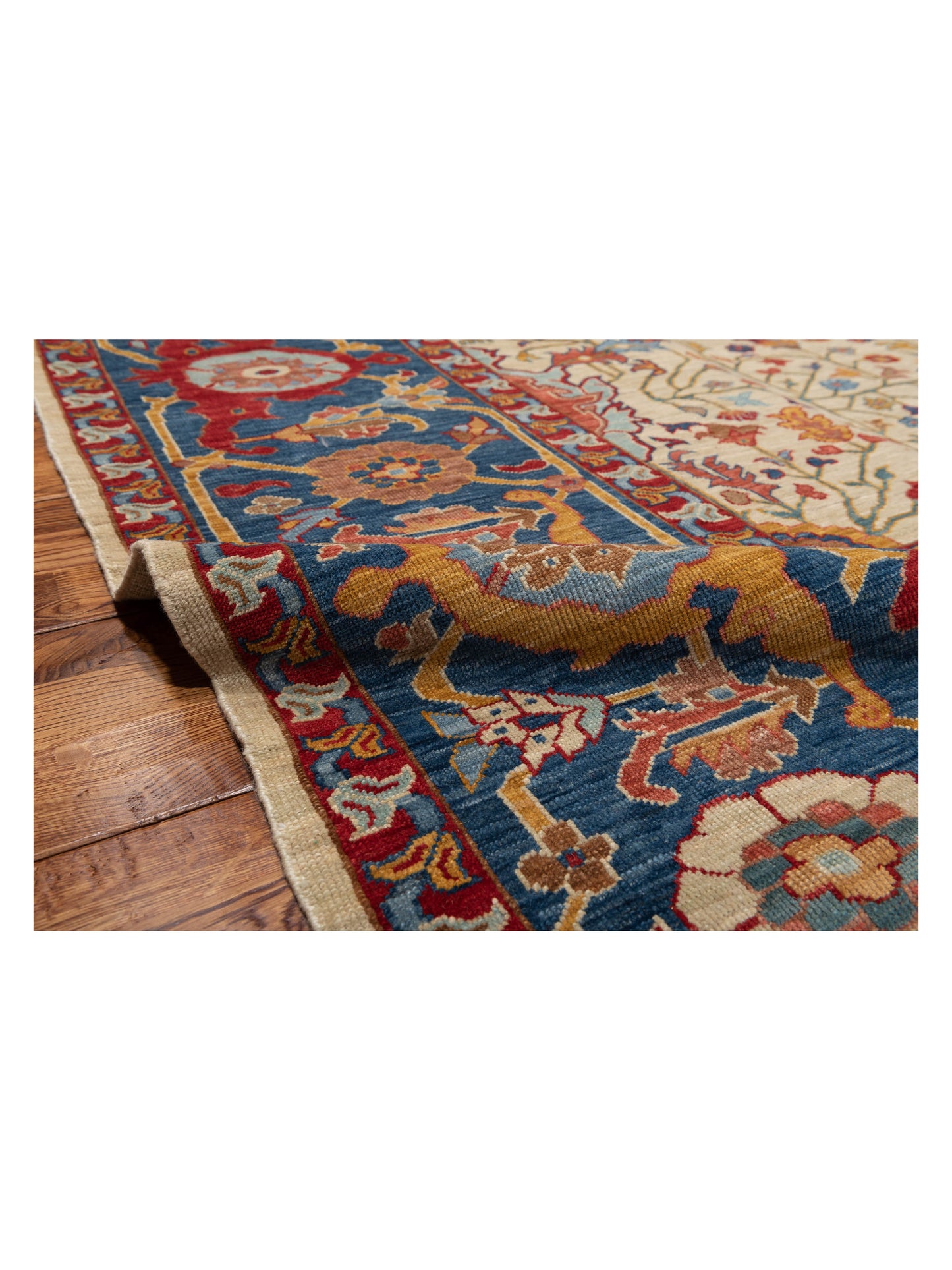 Antique Loom Fine 147223 Ivory Navy 10x11.3 Hand Knotted Rug
