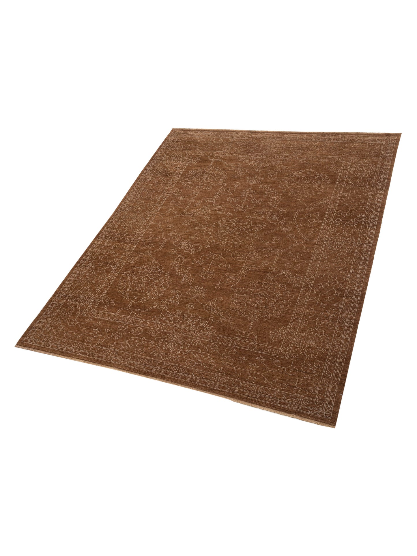 Defne Ruby Brown Silver 8.2x9.11 Hand Knotted Rug