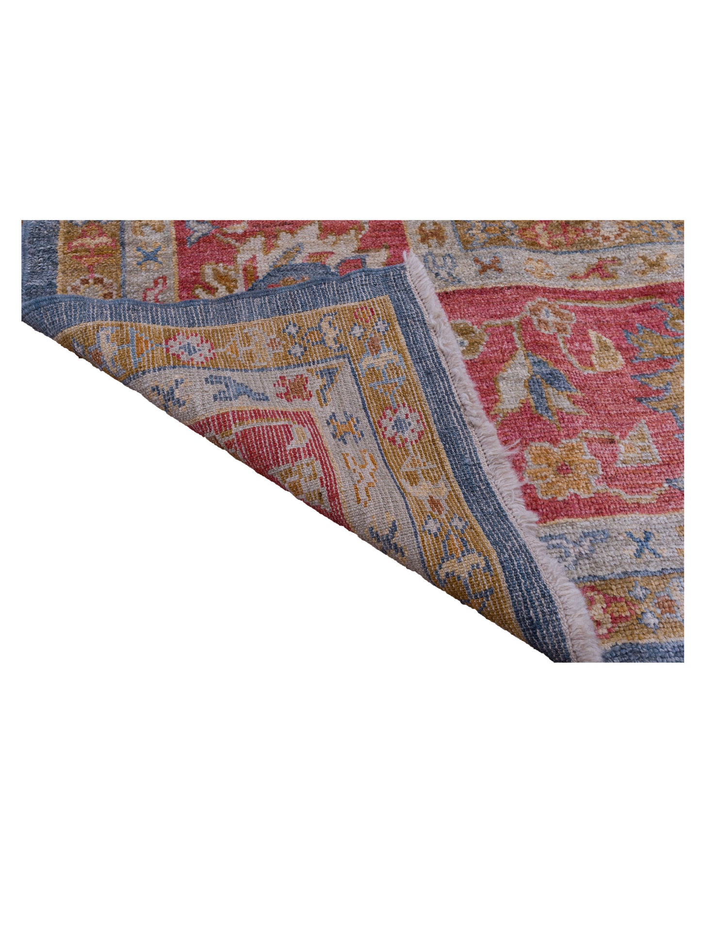 Angora Oushak 144594 Teal Blue Red 12.7x16.11 Hand Knotted Rug