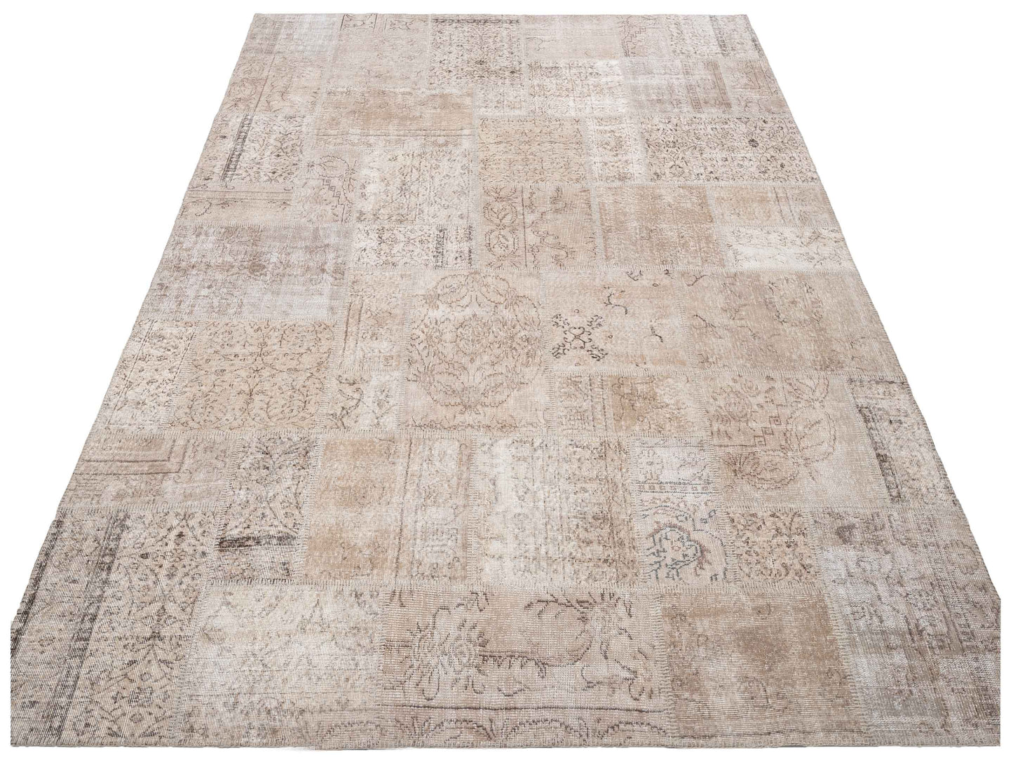 Turkish Vestige Patchwork 130996 Beige 9x12 Hand Knotted Rug