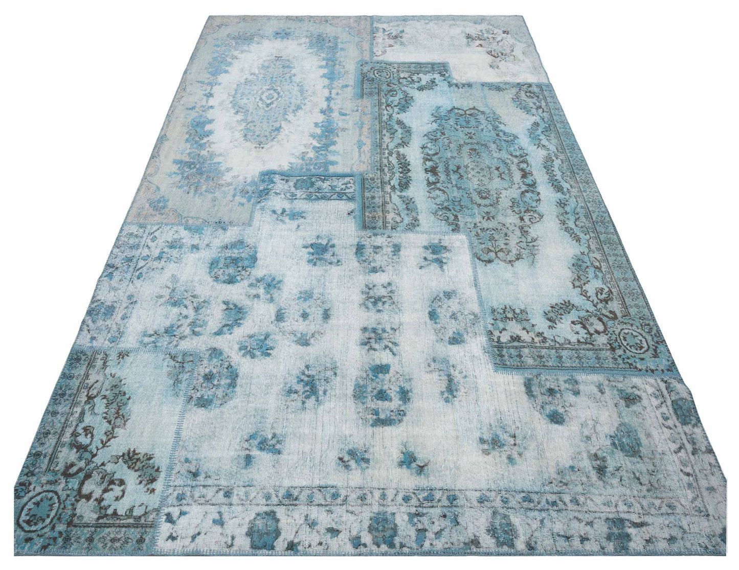 Turkish Vestige Patchwork 146032 Blue 10.1x13.11 Hand Knotted Rug