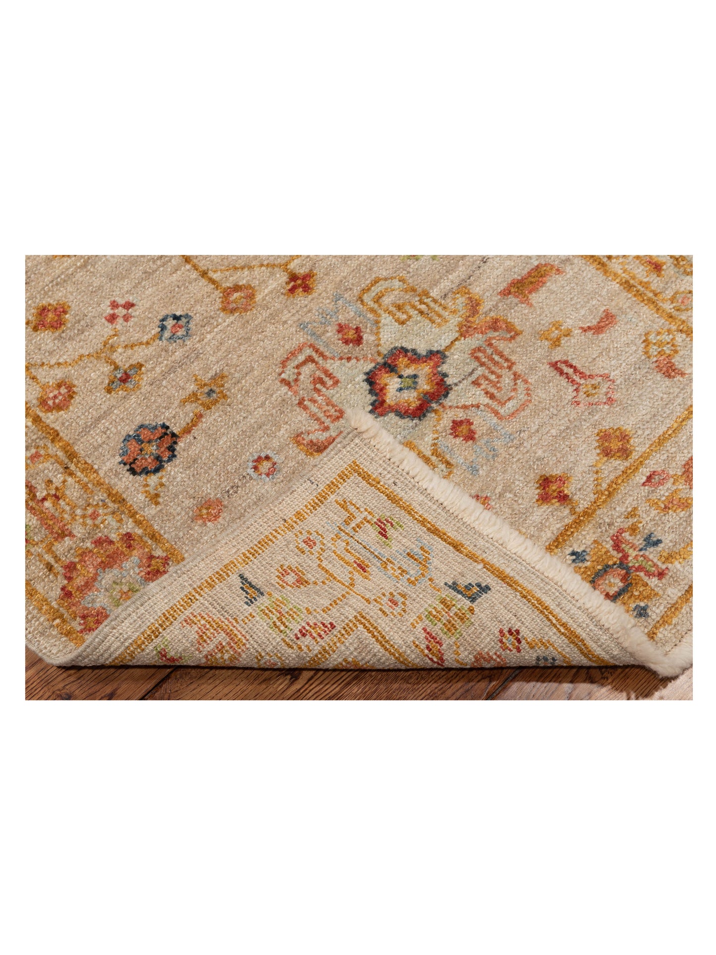 Angora Oushak 146526 Ivory Ivory 2.6x9.9 Hand Knotted Rug