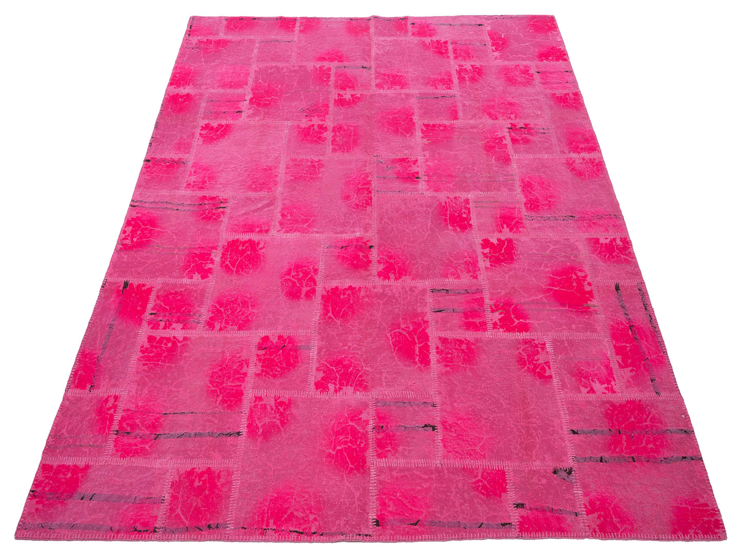Turkish Vestige Patchwork 142782 Pink 8.3x9.1 Hand Knotted Rug