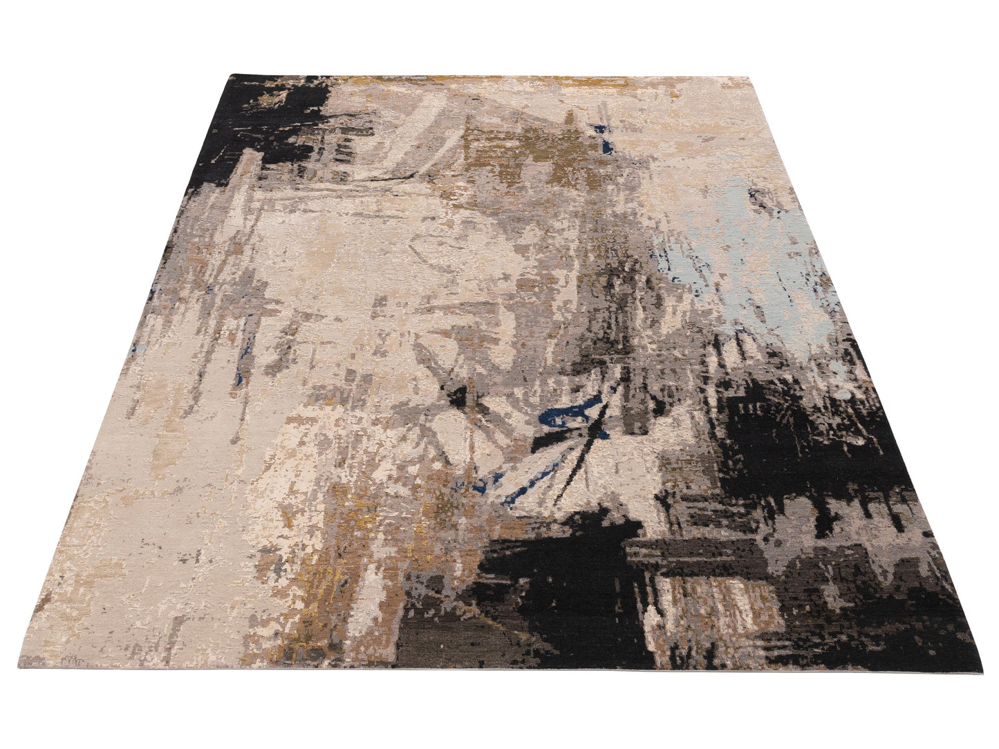 Dazzling 151876 Ivory Black 9x11.11 Hand Knotted Rug