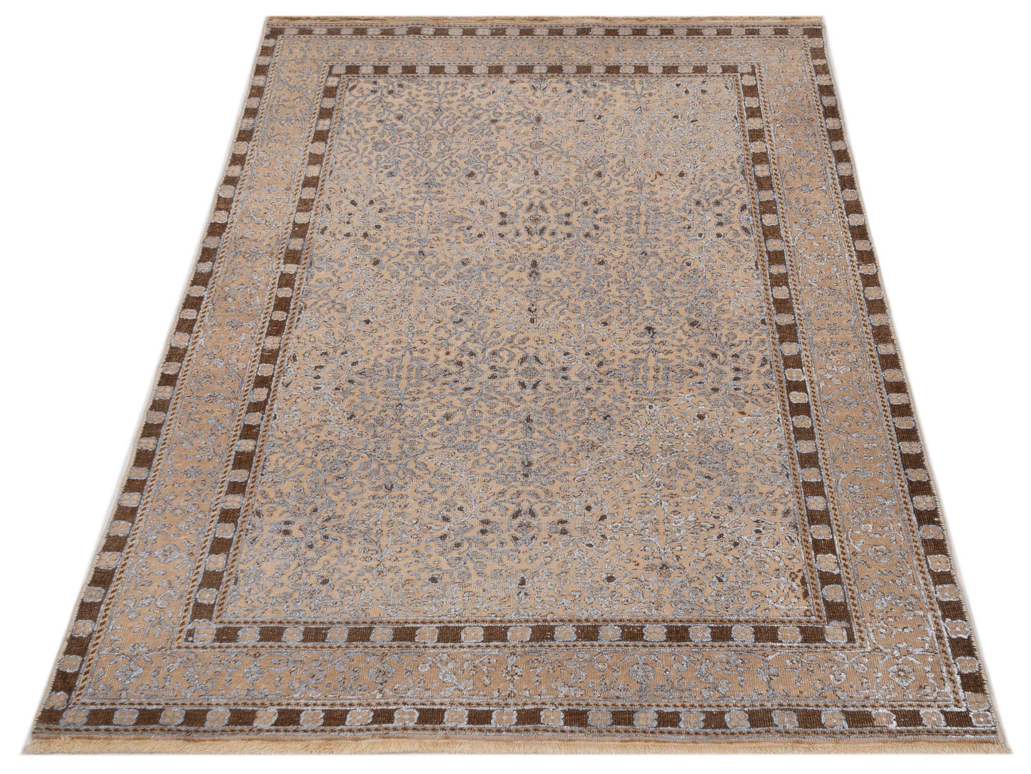Vintage 108241 Beige 3.8x5.7 Hand Knotted Rug