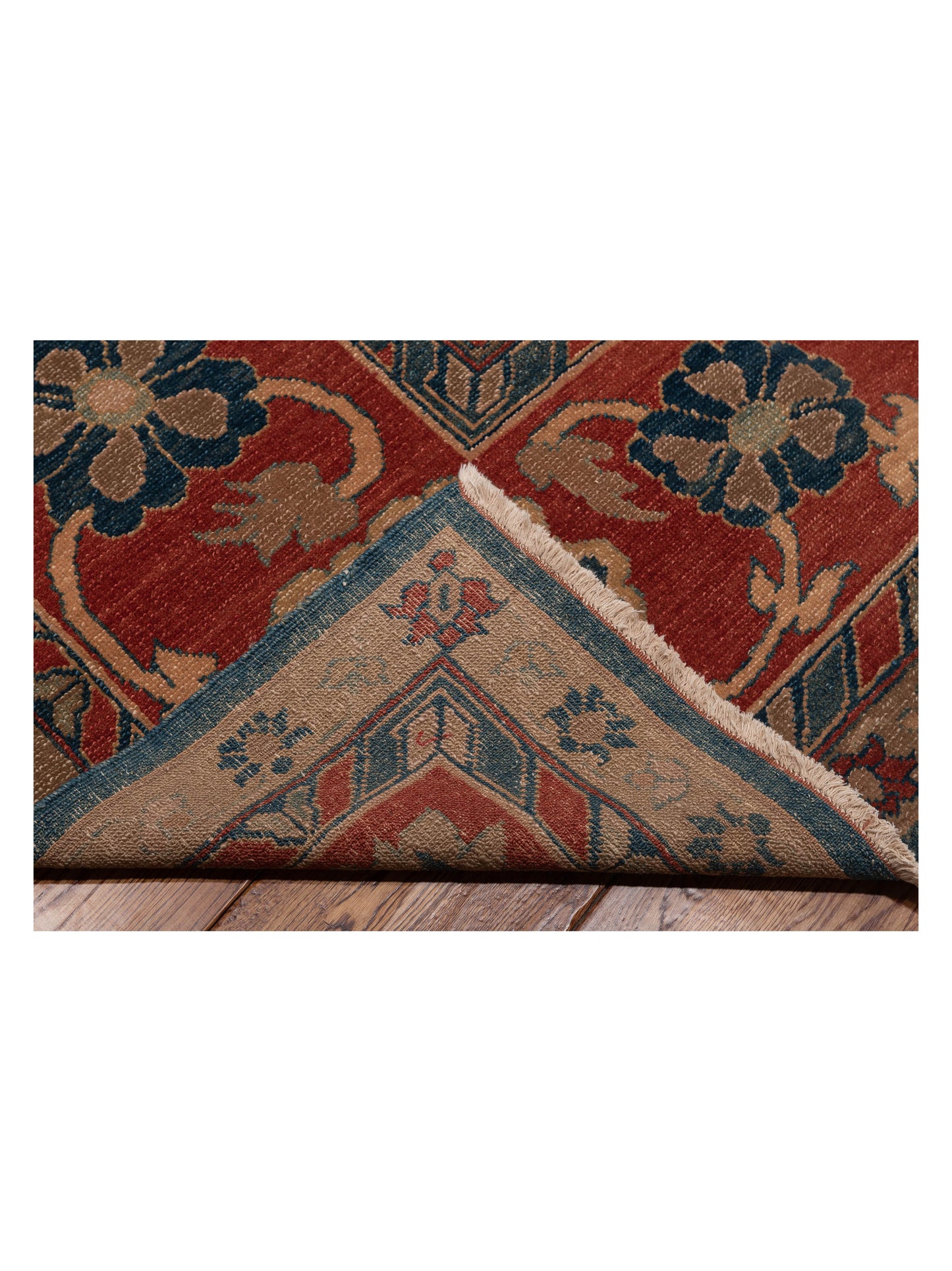 Turkish Elvan 73603 Blue Rust 12.6x17.5 Hand Knotted Rug