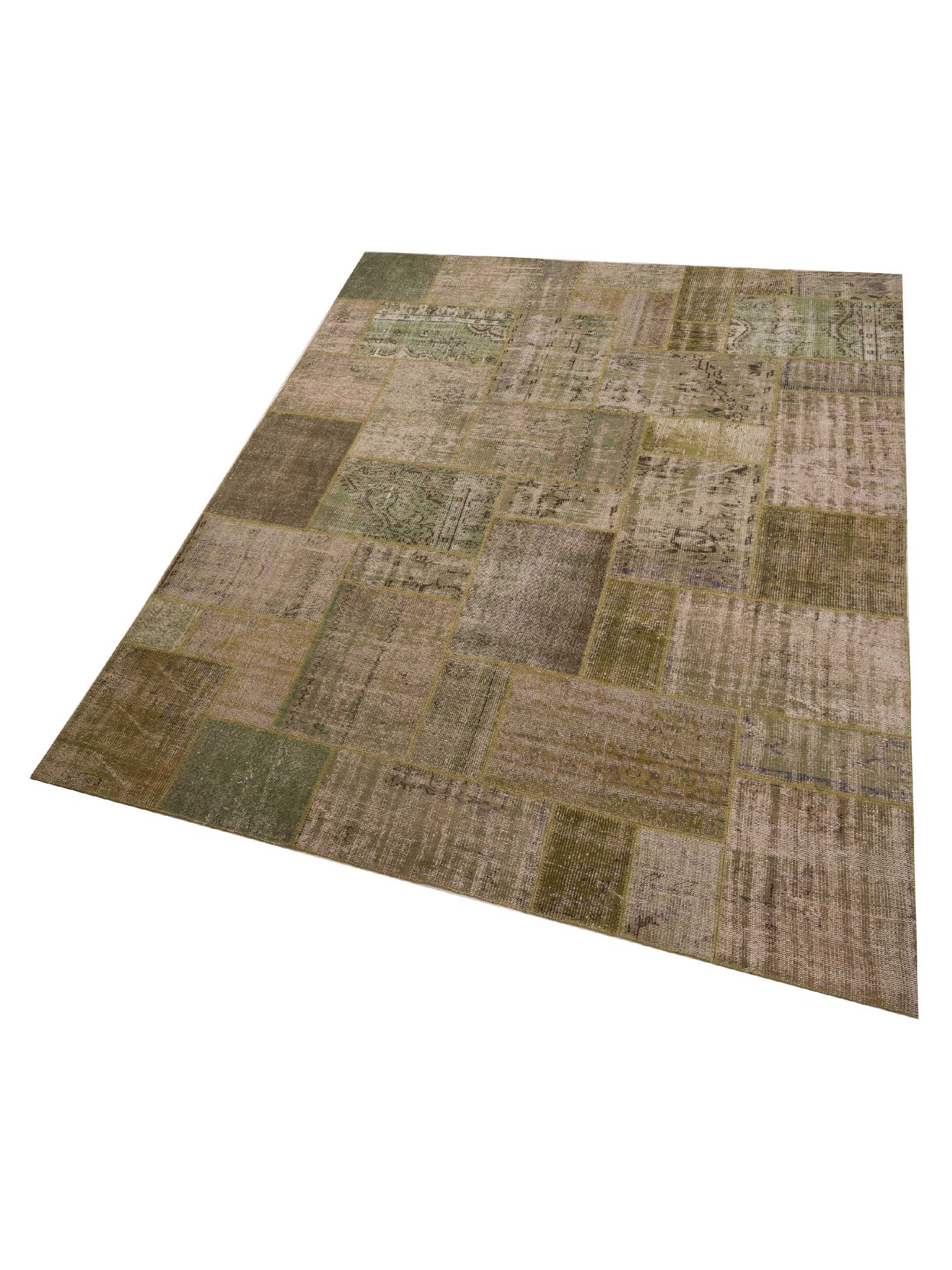 Turkish Vestige Patchwork 111859 Green 9x12 Hand Knotted Rug