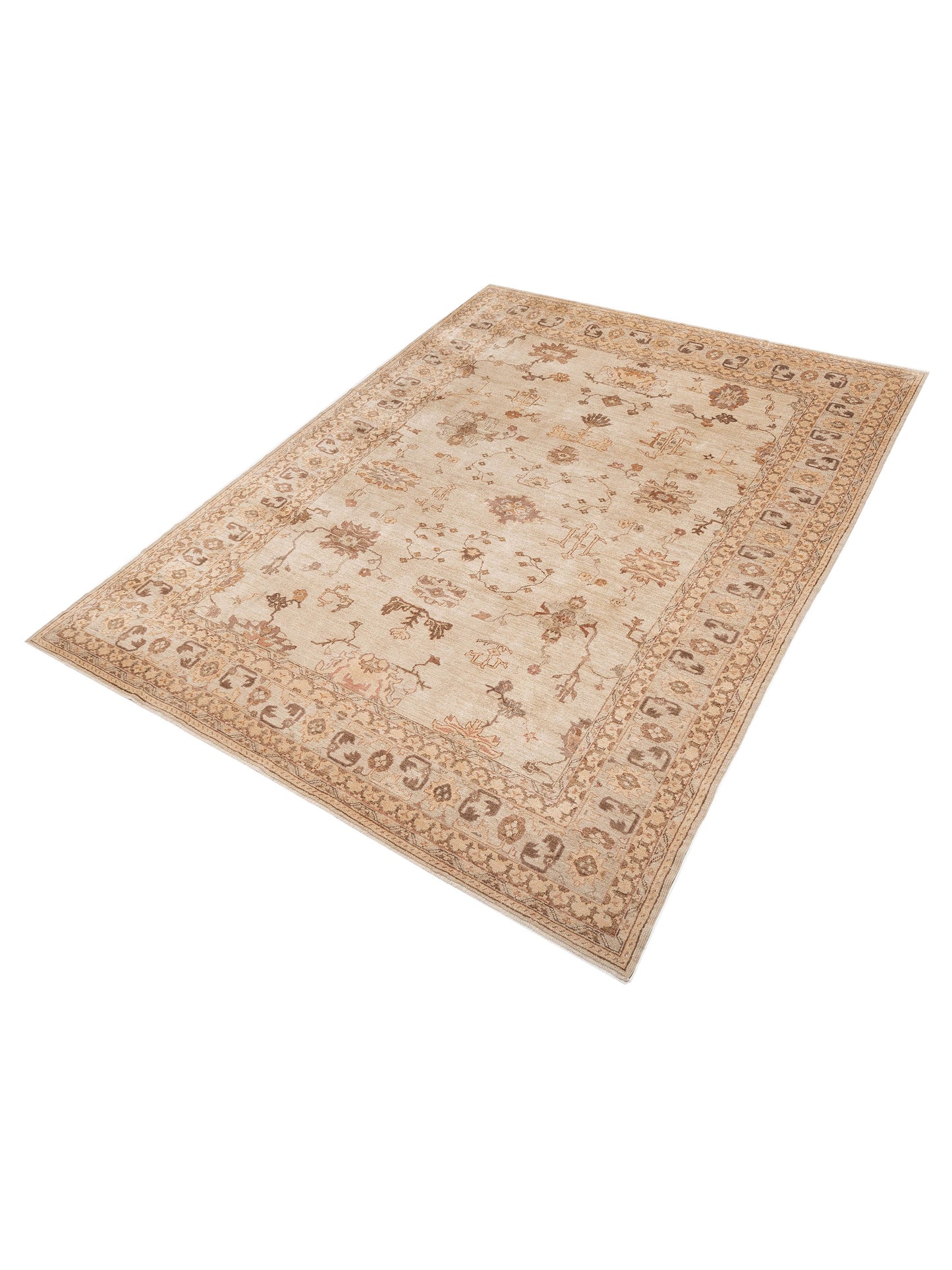 Angora Oushak 94650 Silver Ivory 10.10x14.8 Hand Knotted Rug