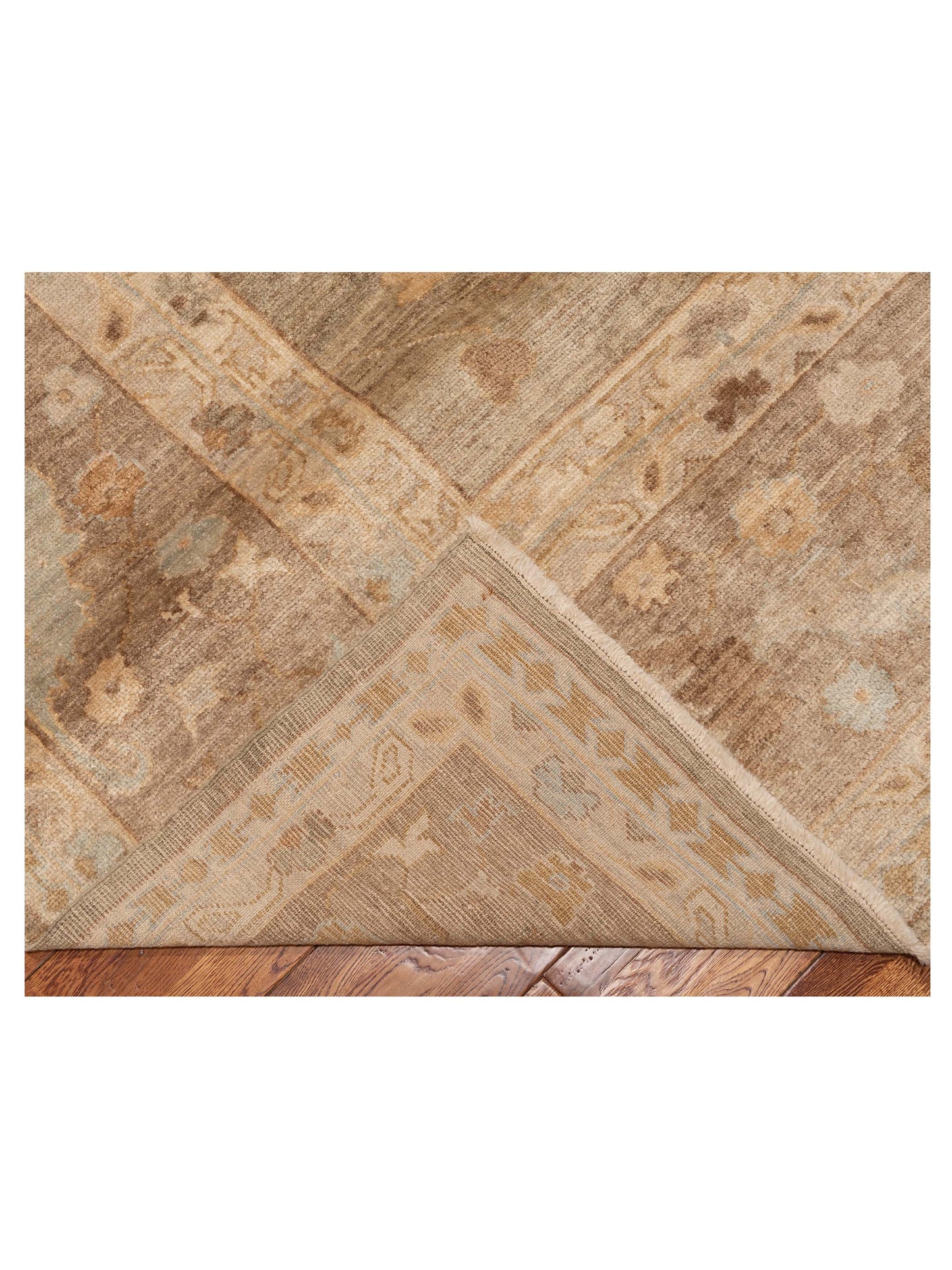 Angora Oushak 130288 Green Brown 14.3x21.1 Hand Knotted Rug