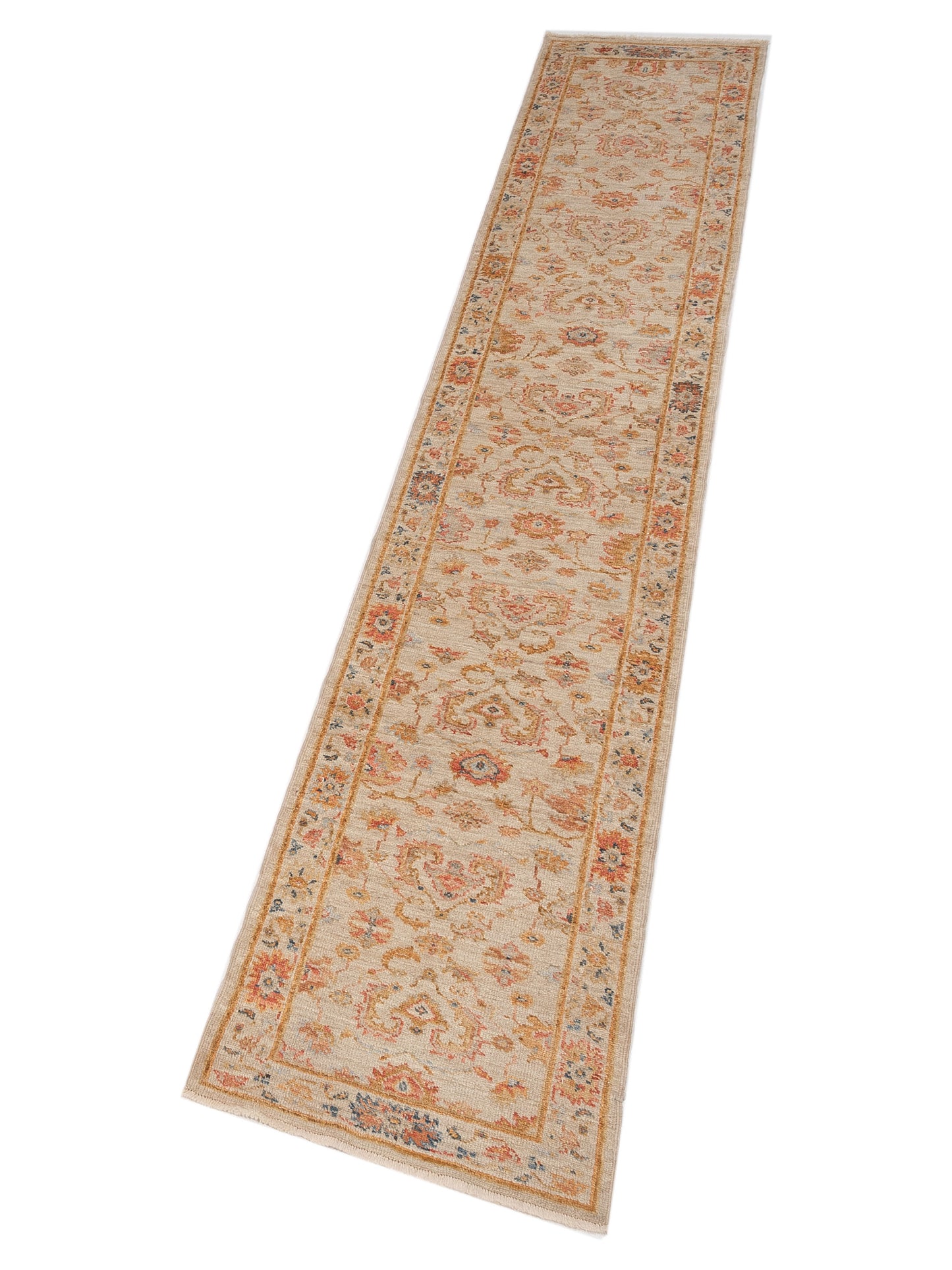 Angora Oushak 148270 Ivory Ivory 2.8x15.2 Hand Knotted Rug