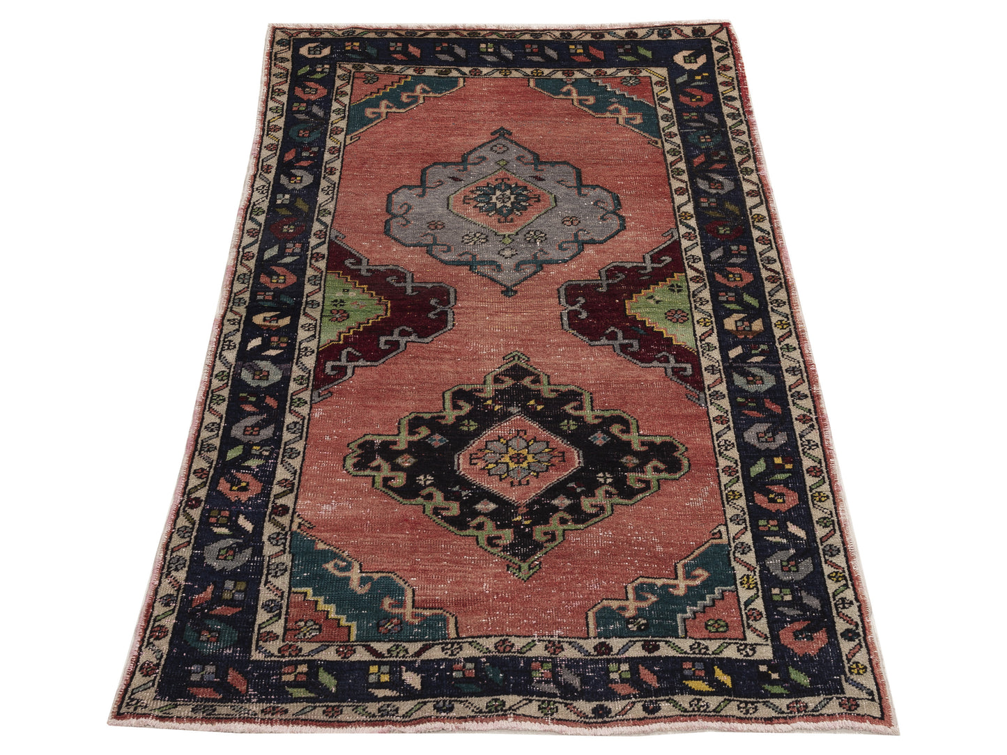 Old Anatolian 154172 Pink Purple 3.9x6.3 Hand Knotted Rug