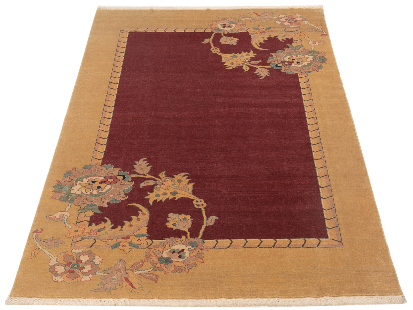 Antique Loom 117165 Burgundy Gold 6.9x8 Hand Knotted Rug