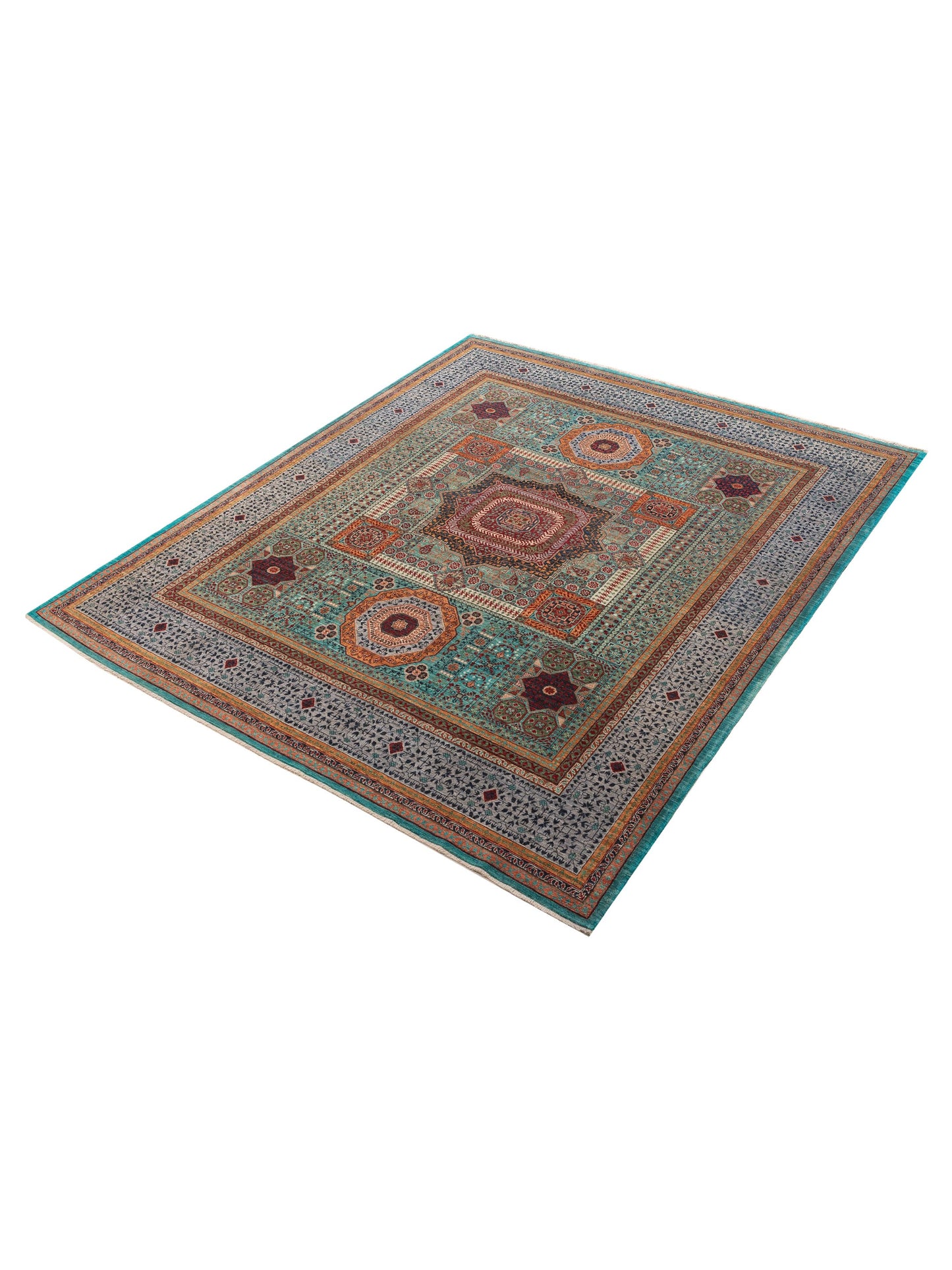 Artisan Mamluk 154625 Blue Gray 8.4x9.9 Hand Knotted Rug
