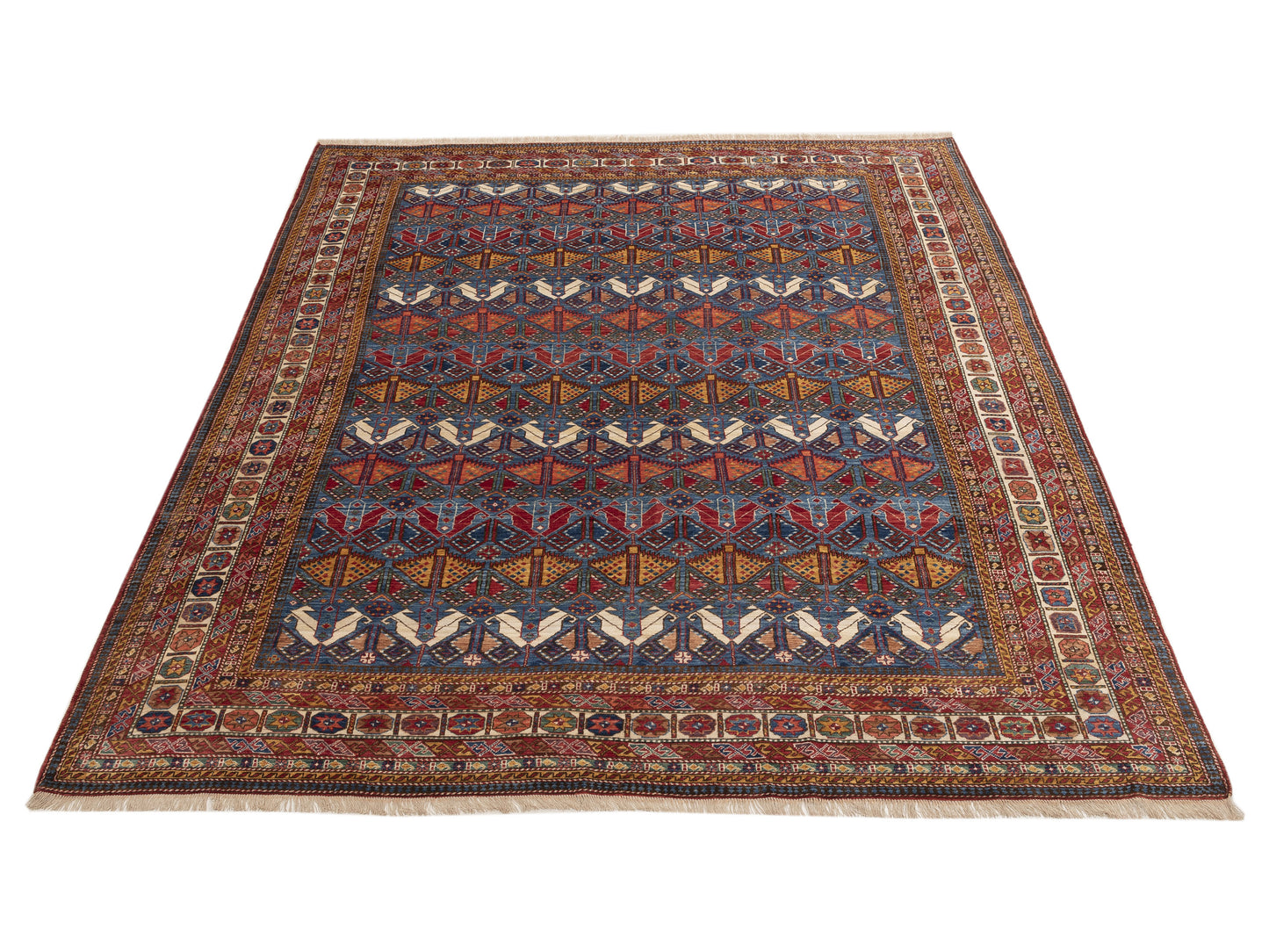 Sultan 152367 Blue Red 9.4x11.2 Hand Knotted Rug