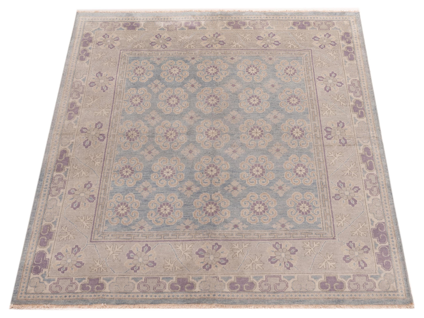 Evren 123507 Blue Silver 6.6x6.5 Hand Knotted Rug