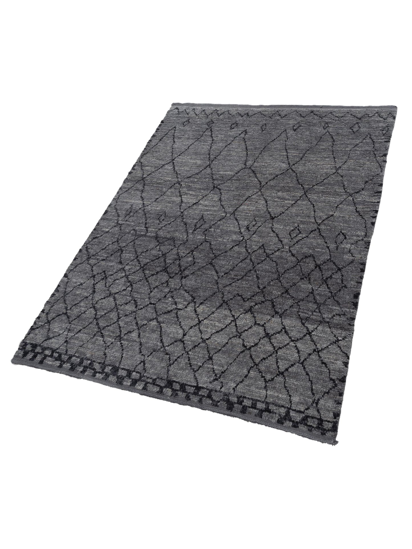 Berber Aspendos Gray Black 8.2x11.1 Hand Knotted Rug