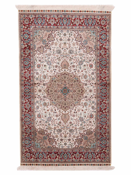 Pasha Pure Silk  Ivory Red Traditional