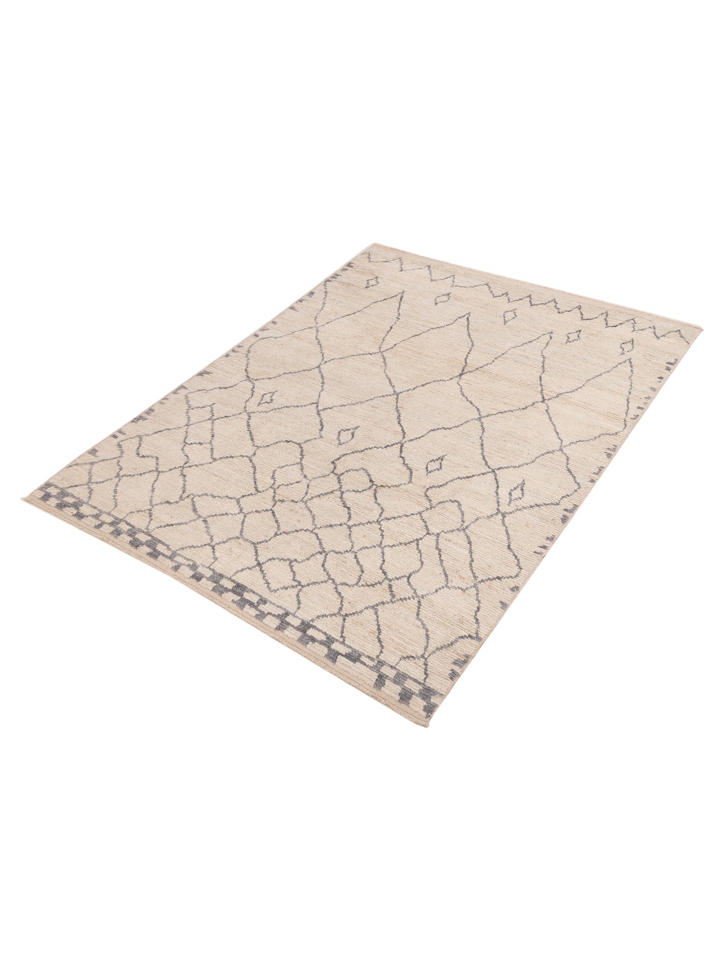 Berber Aspendos Ivory Gray 6.9x8 Hand Knotted Rug