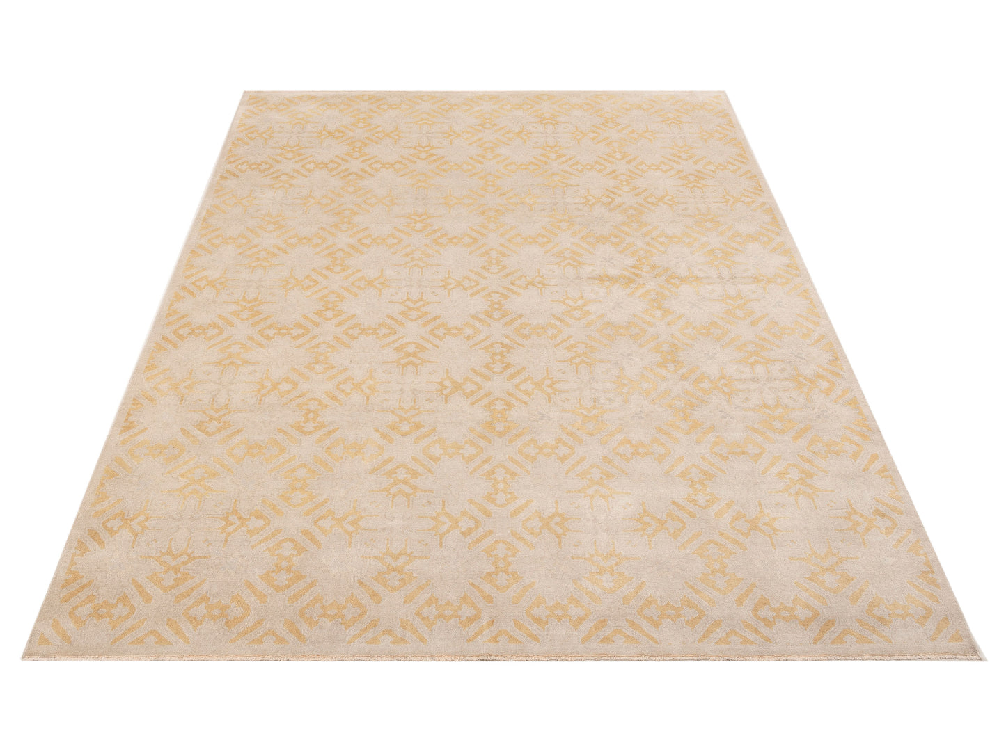 Evren 122224 Silver Gold 9x12 Hand Knotted Rug
