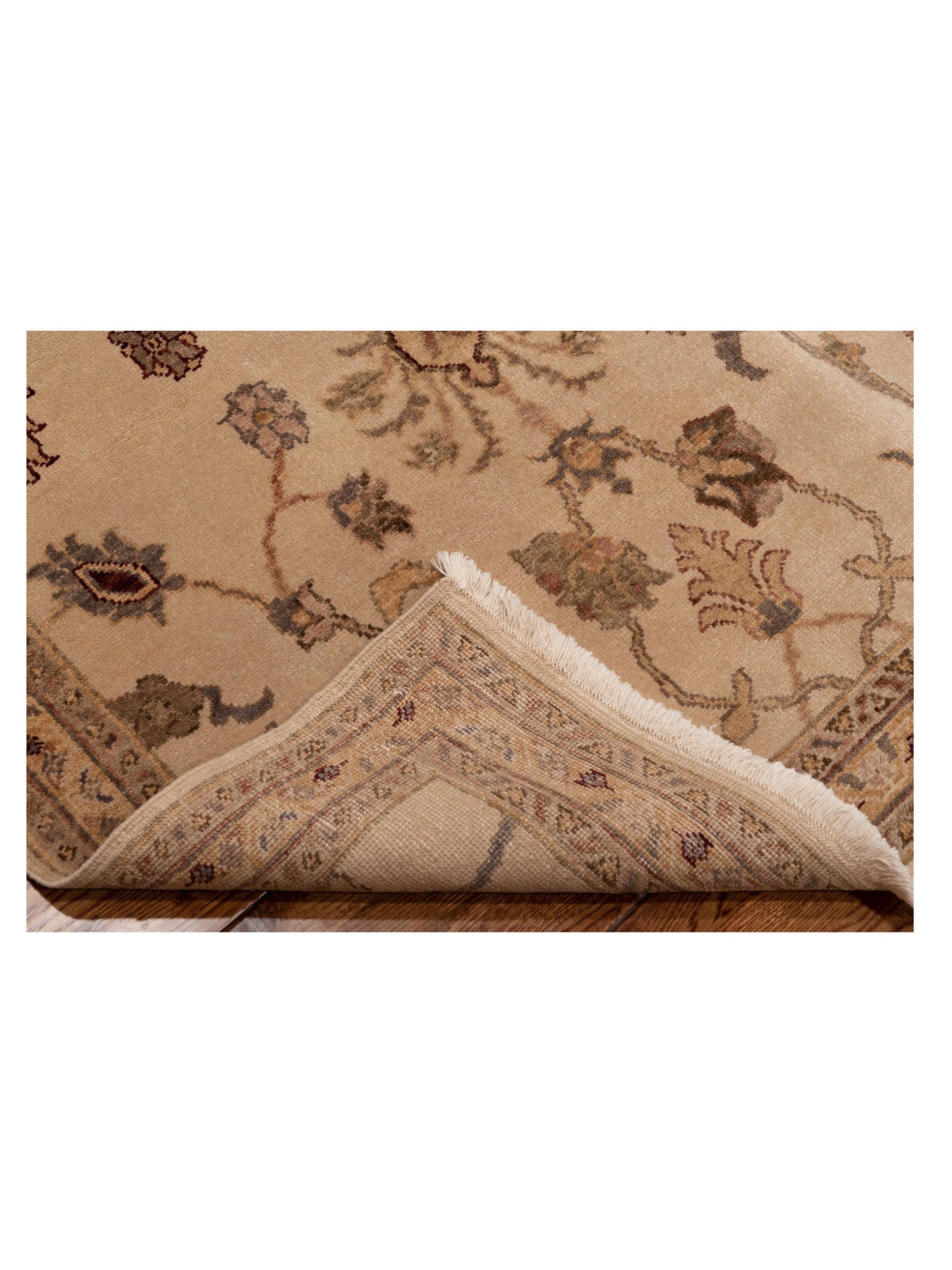 Turkish Elvan 78113 Ivory Gold 4x6.4 Hand Knotted Rug