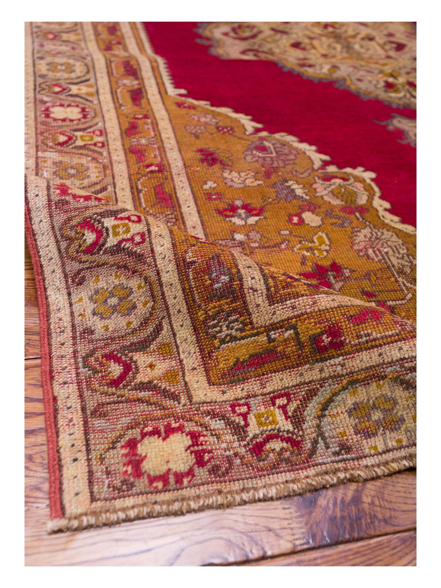 Old Anatolian 122119 Red Gold 4.1x6.3 Hand Knotted Rug