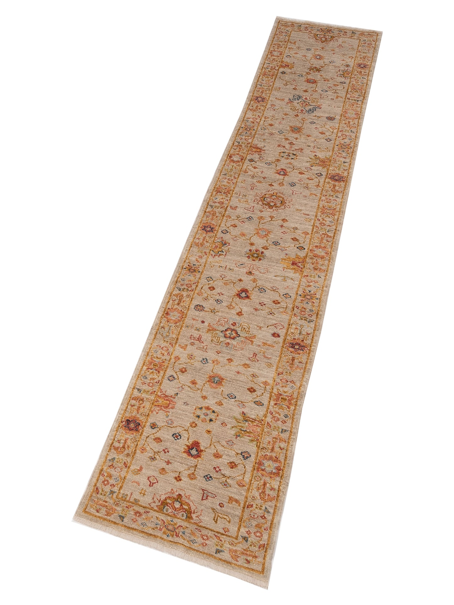 Angora Oushak 146496 Ivory Silver 2.7x14.1 Hand Knotted Rug