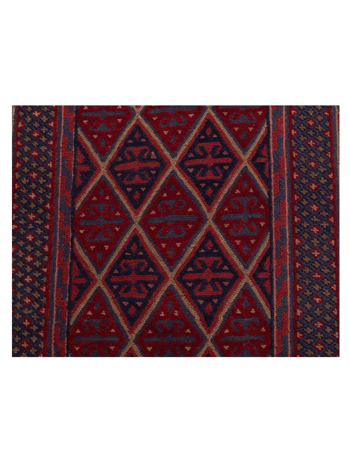 Afghan Soumak 120023 Charcoal Red 2.7x12.9 Hand Woven Rug