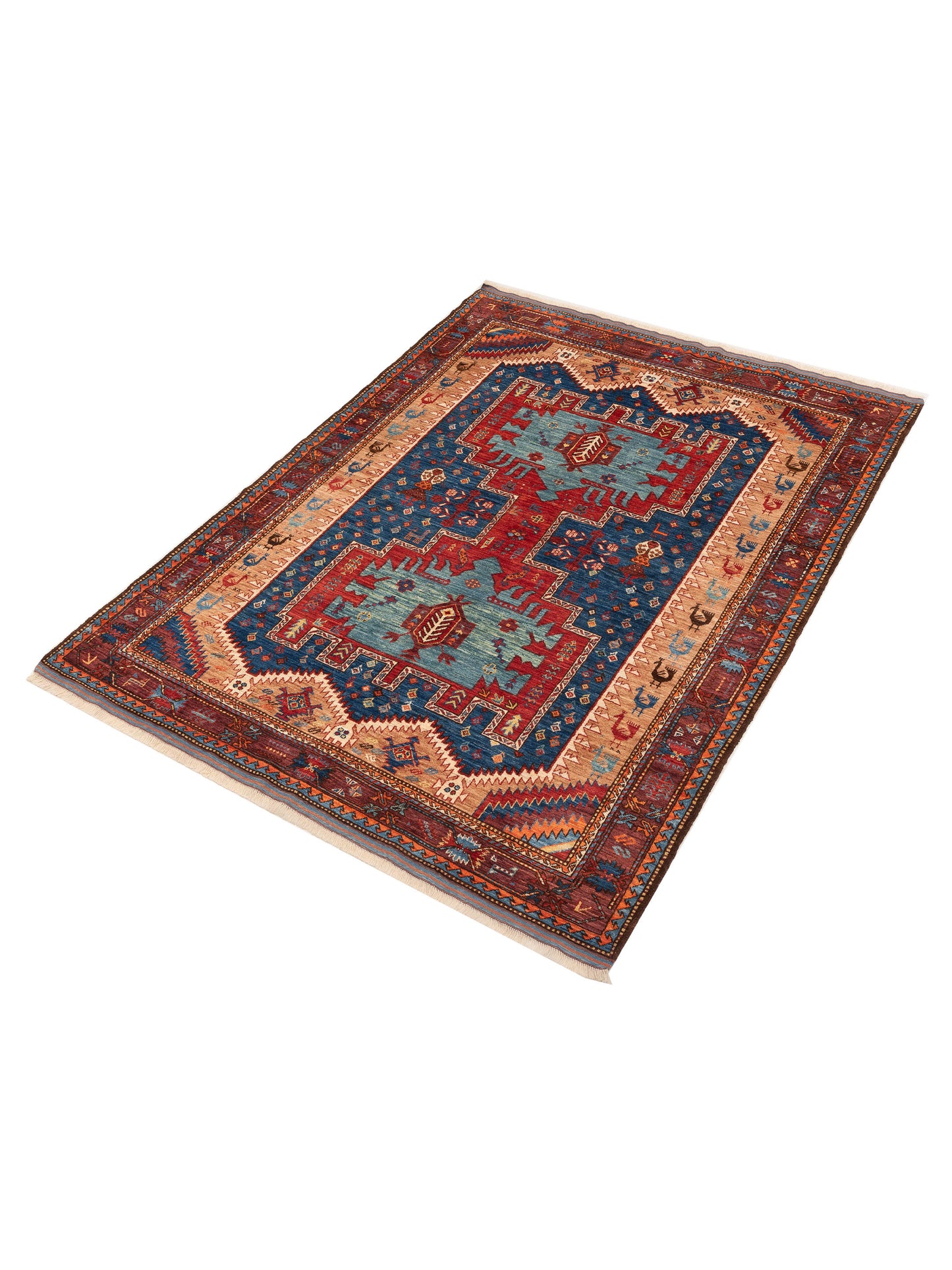 Artisan Kazak 152384 Navy Plum 6.6x8.6 Hand Knotted Rug