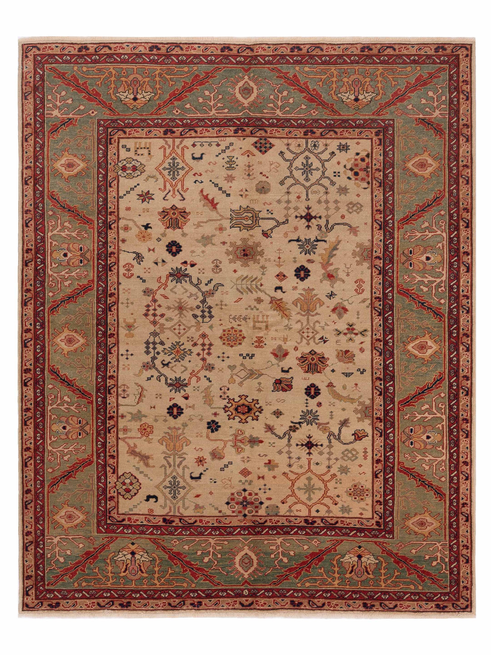 Pasha Antique Loom  Ivory Green Traditional