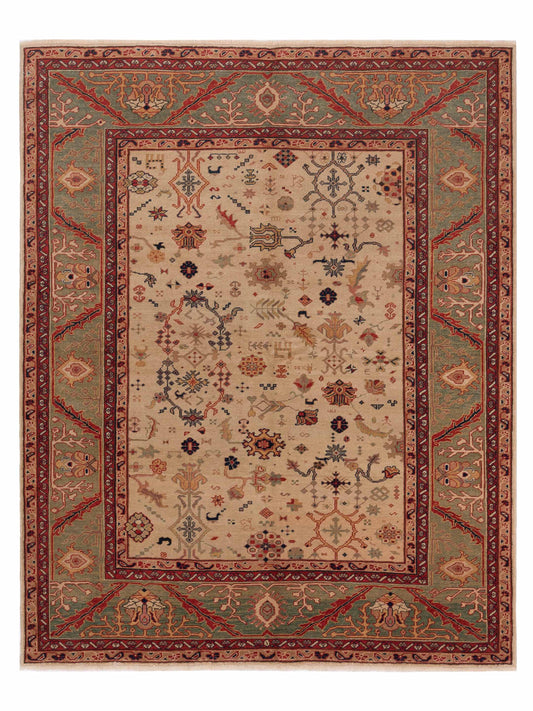 Pasha Antique Loom  Ivory Green Traditional
