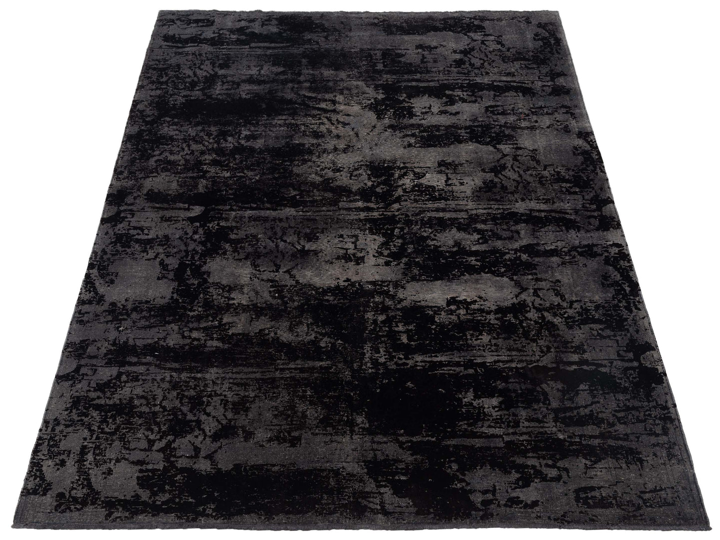 Vintage 111958 Gray Black 6.6x9.5 Hand Knotted Rug