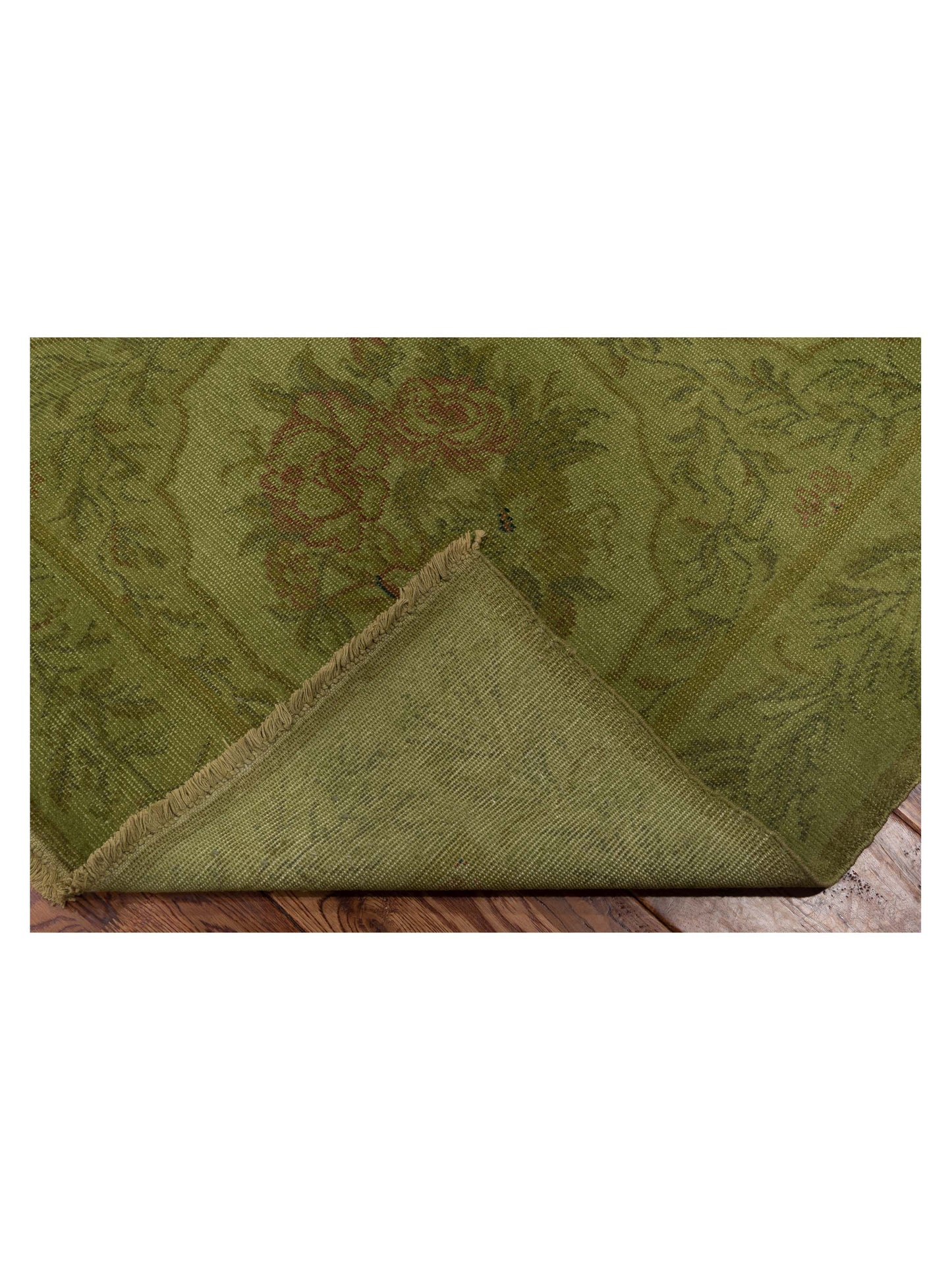 Vintage 110289 Green 5.1x7.11 Hand Knotted Rug