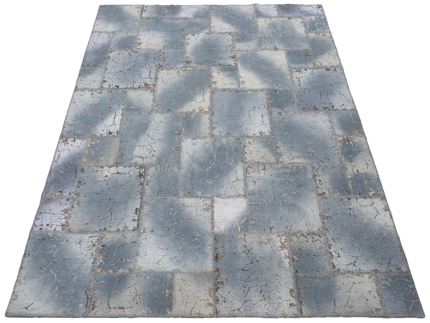 Turkish Vestige Patchwork 142785 Gray 8.3x9.10 Hand Knotted Rug
