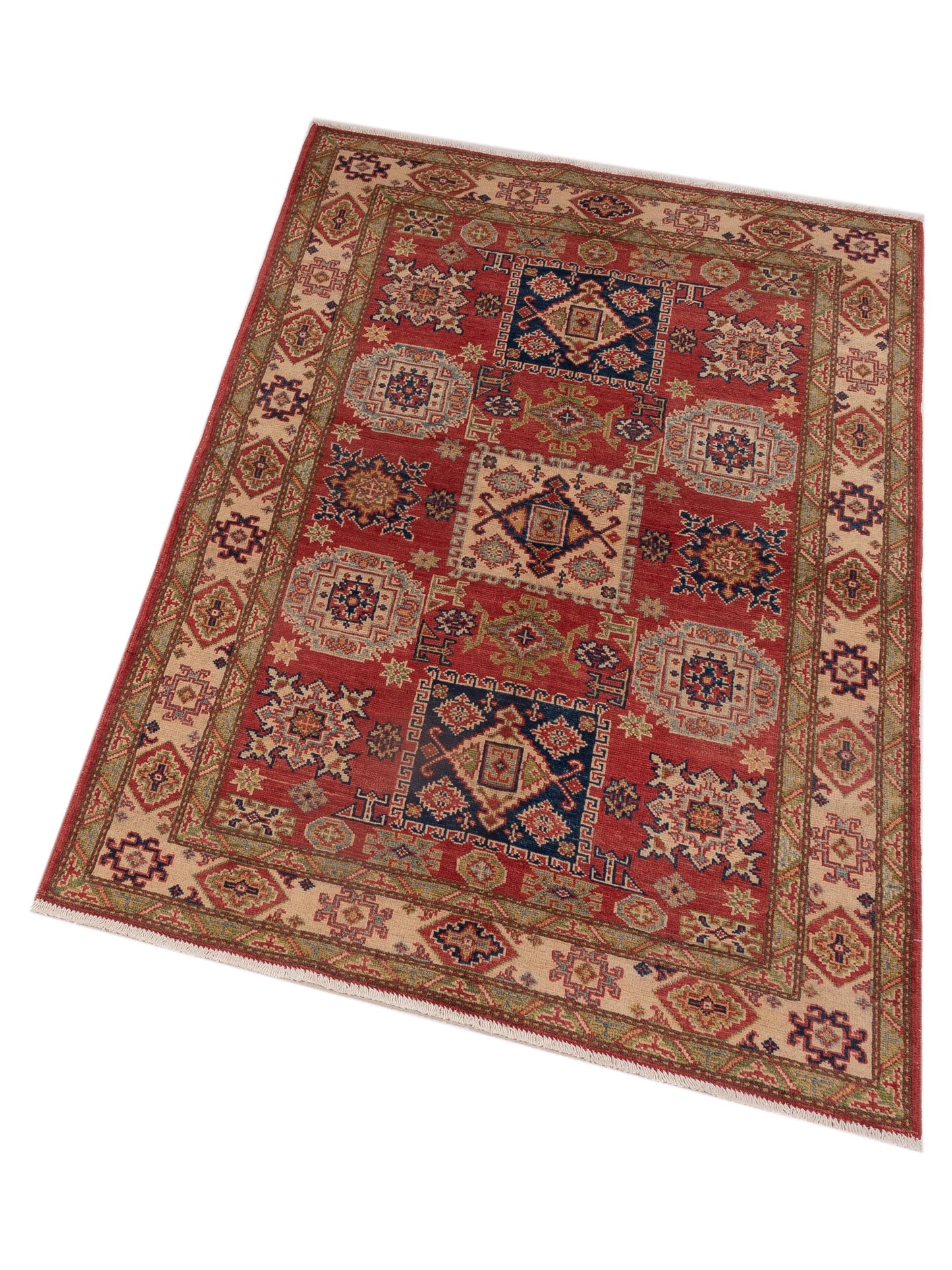Kazak 148845 Red Ivory 4x5.11 Hand Knotted Rug
