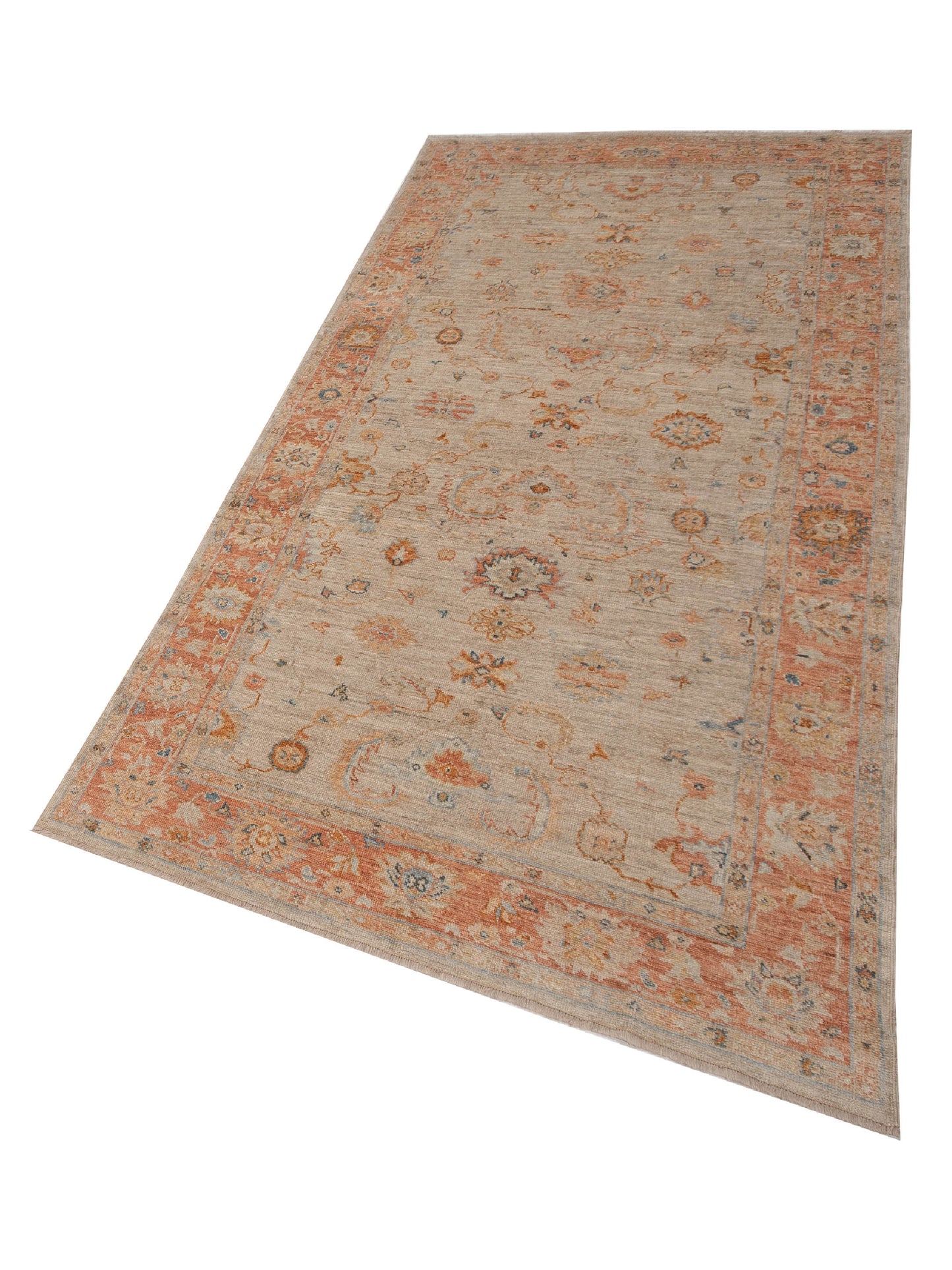 Angora Oushak 149398 Ivory Rust 6x12 Hand Knotted Rug