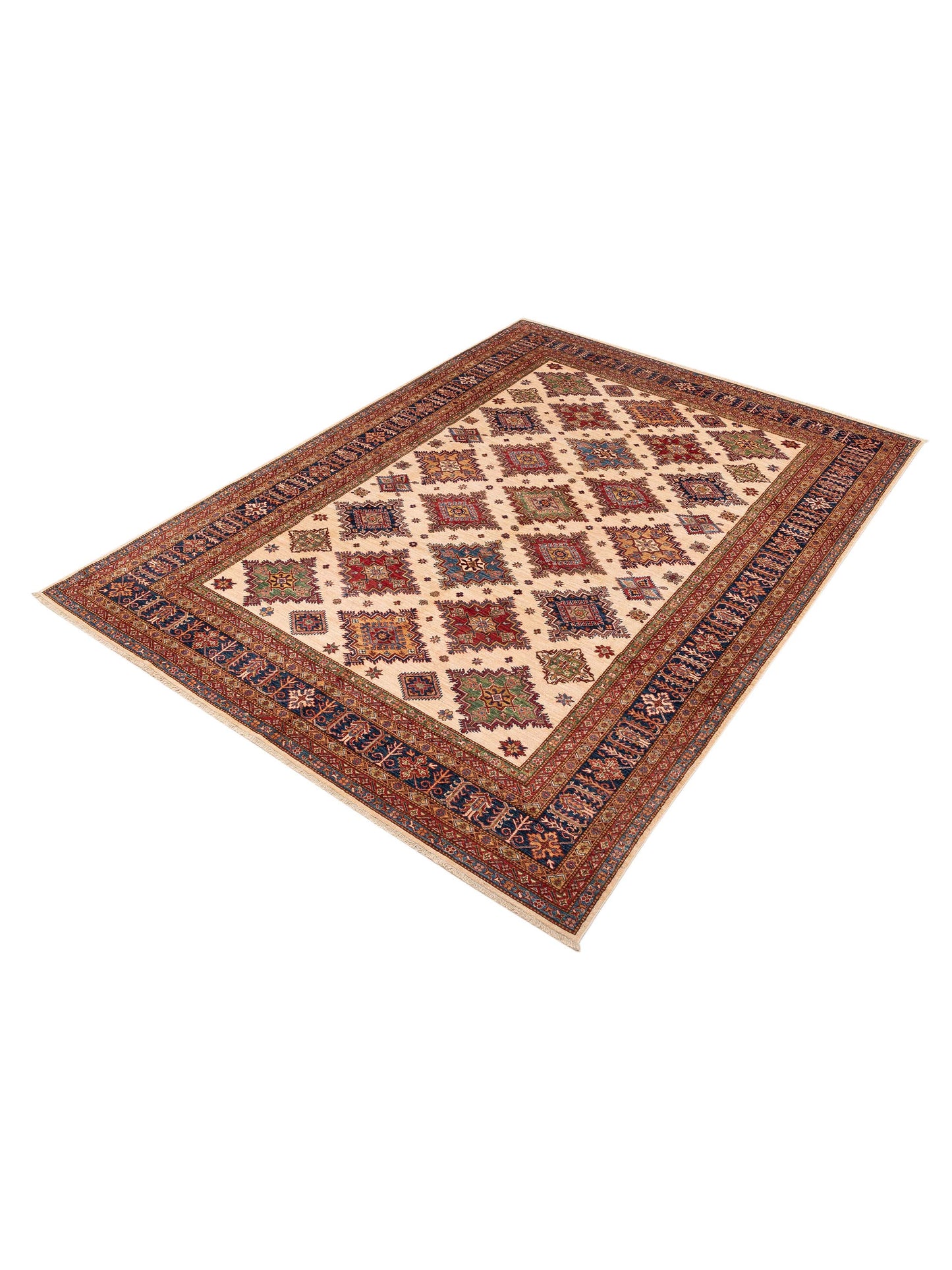 Artisan Kazak 151991 Ivory Navy 8.11x12 Hand Knotted Rug