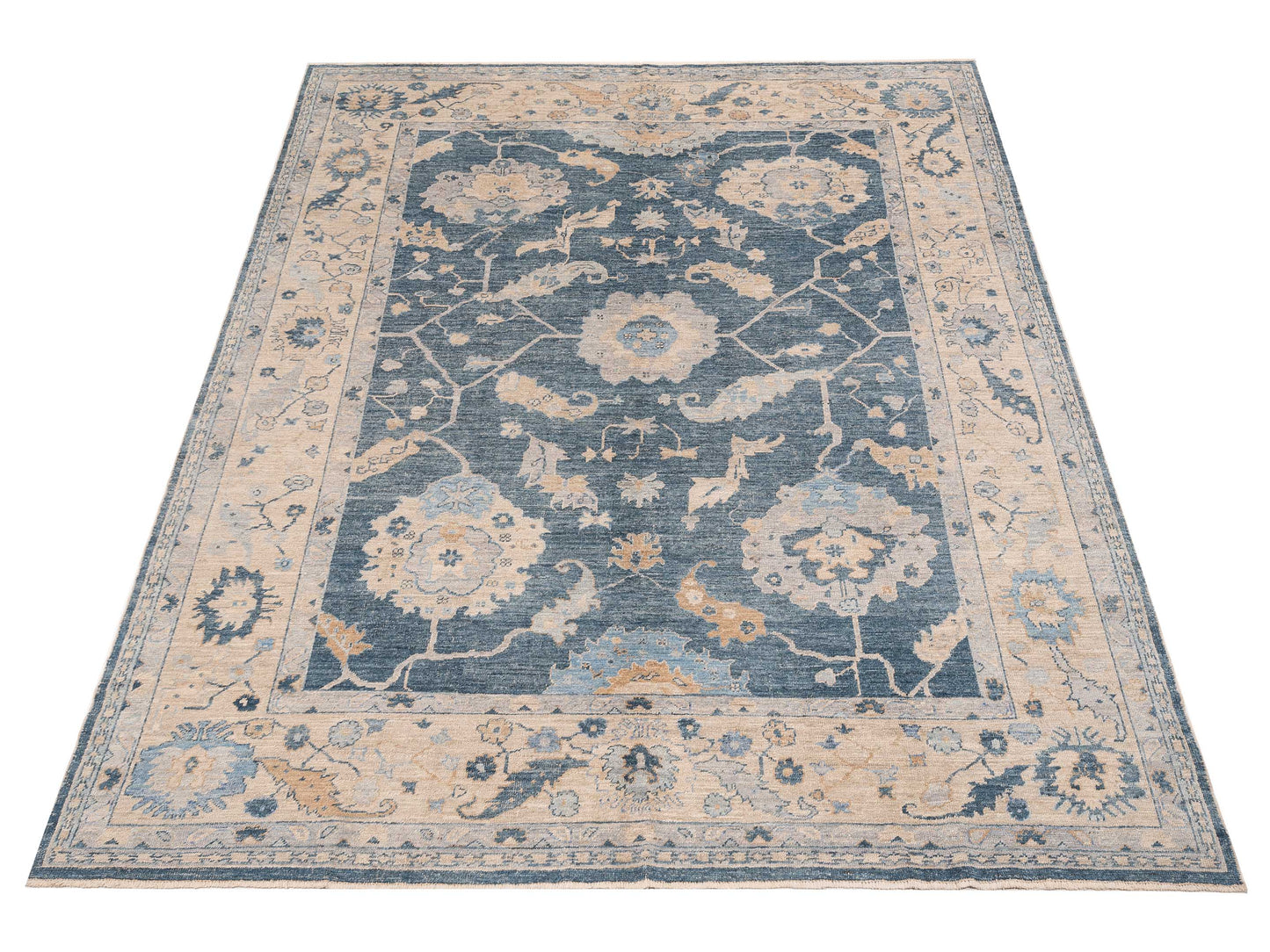 Angora Oushak 151140 Dark Blue Silver 10.1x13.1 Hand Knotted Rug