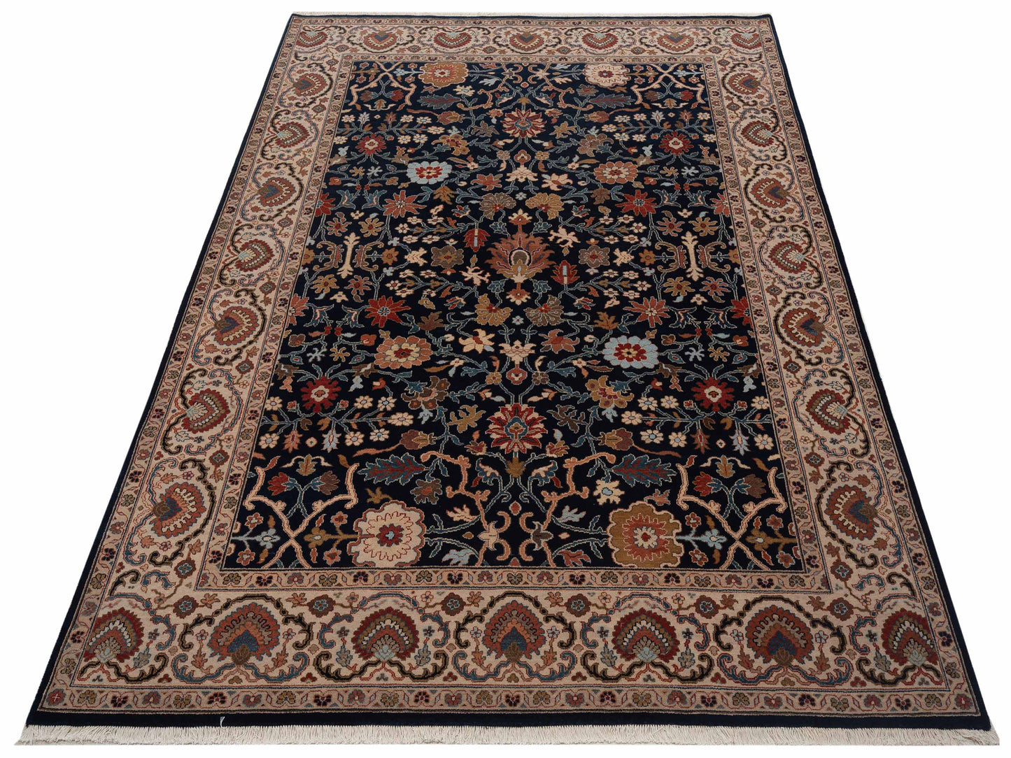 Crown 133184 Navy Ivory 8x10 Hand Knotted Rug