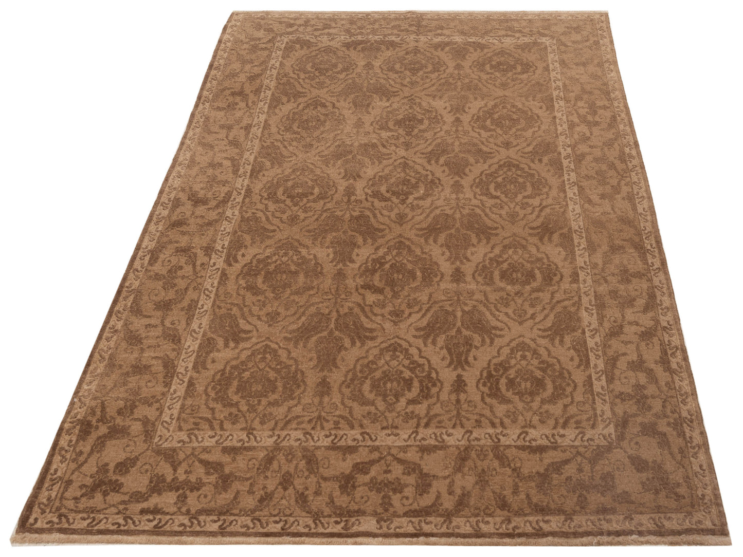 Defne Tulip Brown Dark Brown 6.1x9 Hand Knotted Rug