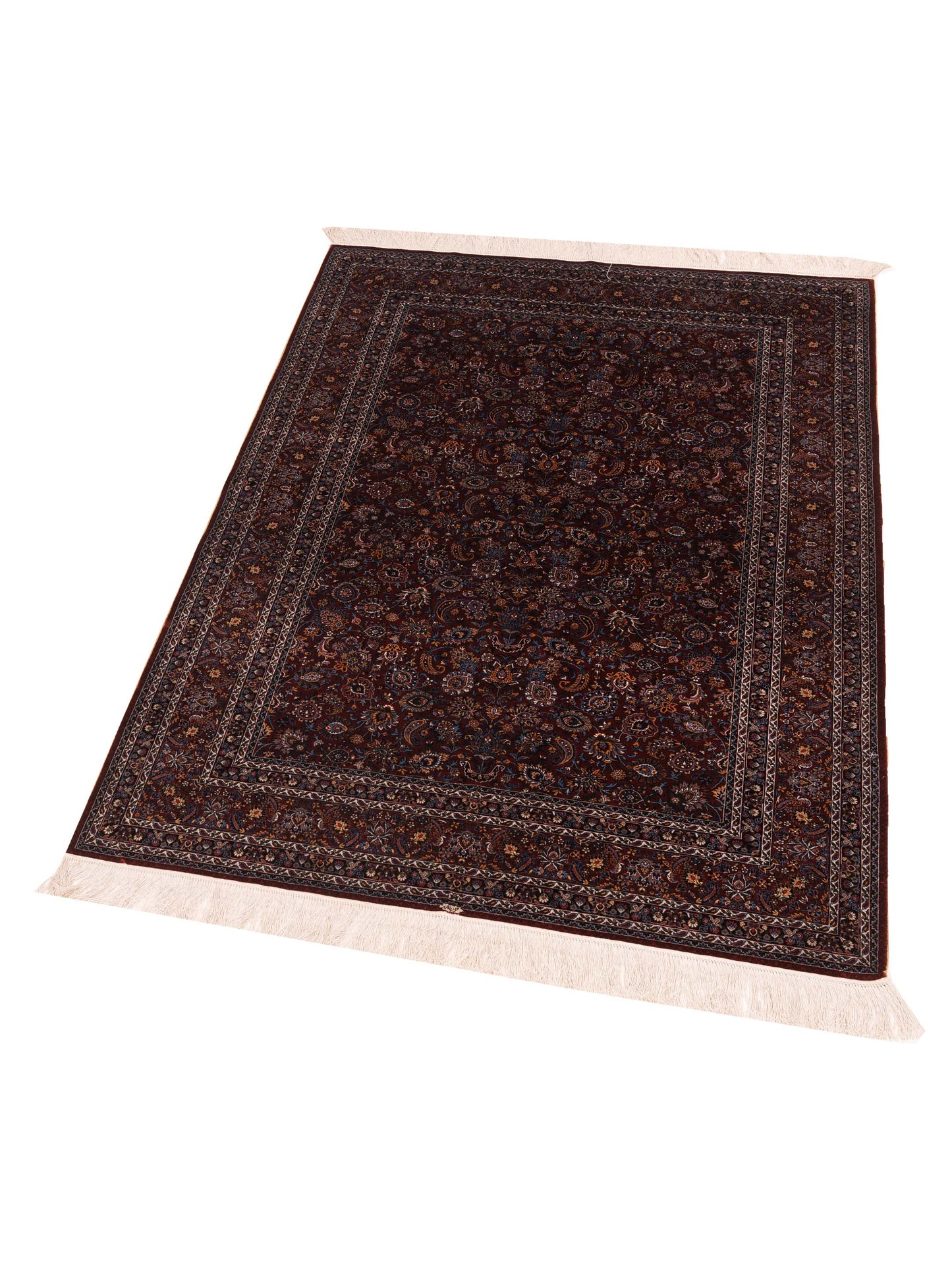 Pure Silk 122078 Red Red 4.1x6.1 Hand Knotted Rug