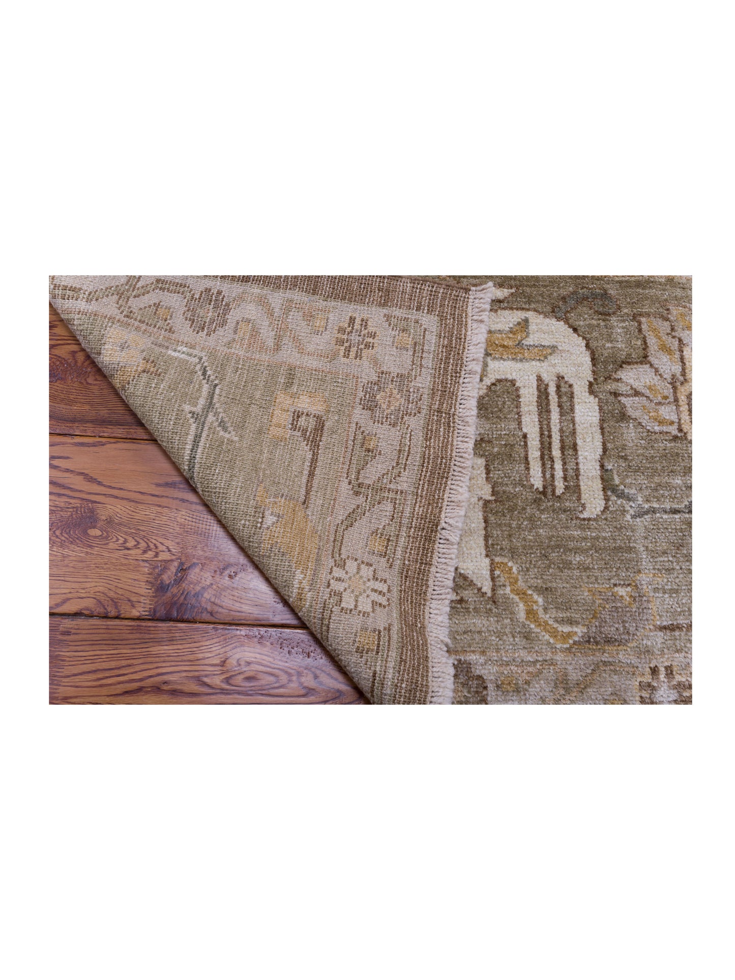 Angora Oushak 129089 Brown Green 14.5x21.2 Hand Knotted Rug