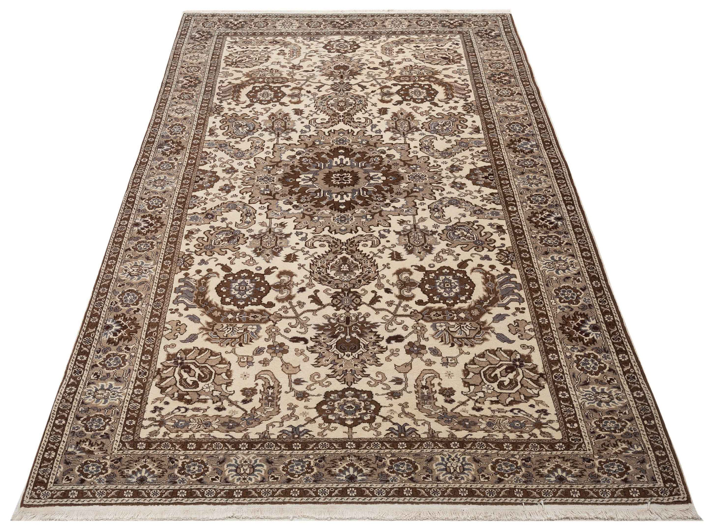 Sivas 90108 Ivory Brown 6.8x9.8 Hand Knotted Rug