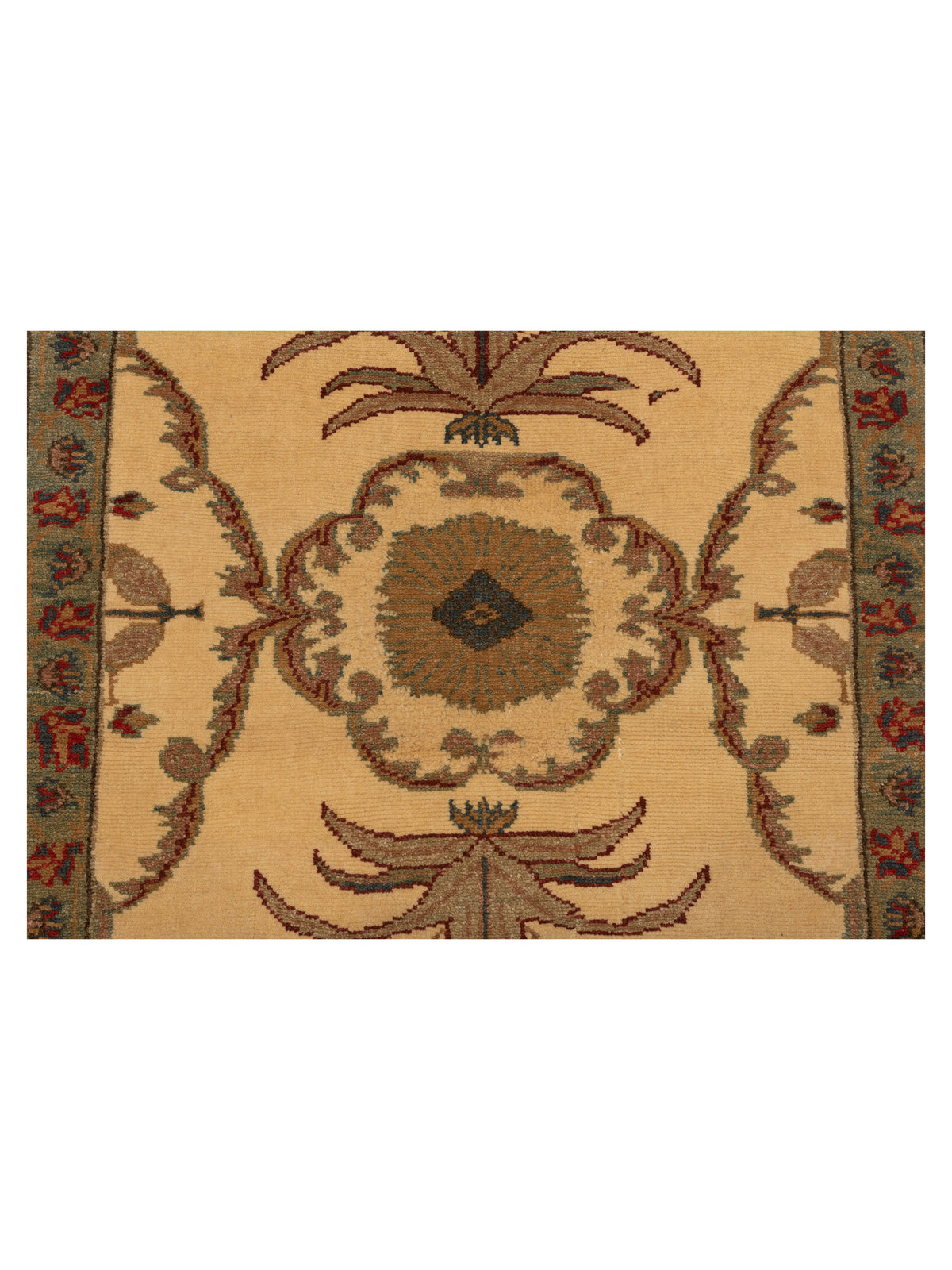 Antique Loom 104492 Ivory Green 2.10x8.6 Hand Knotted Rug