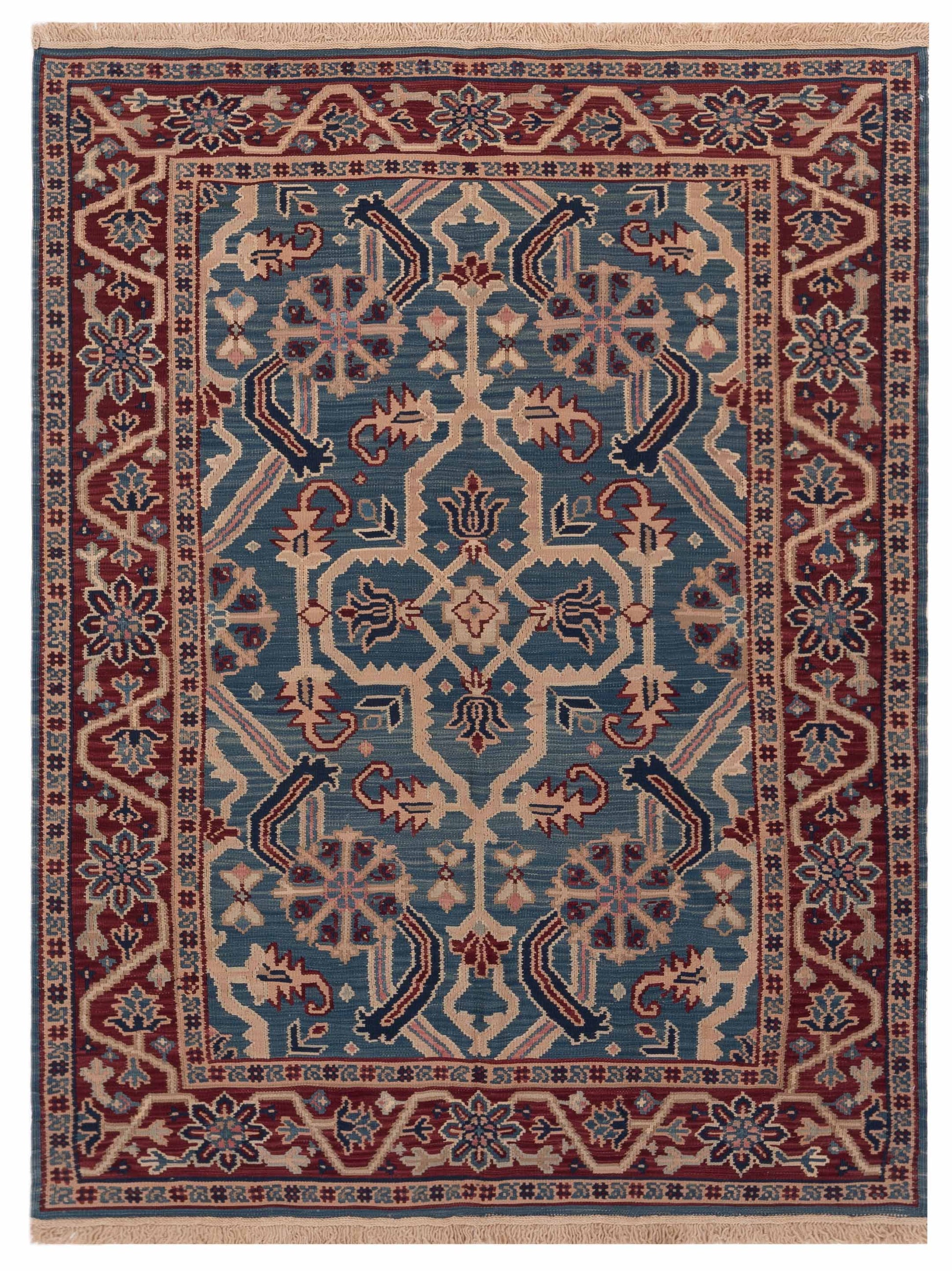 Pasha Transilvanian Kilim  Blue Red Traditional