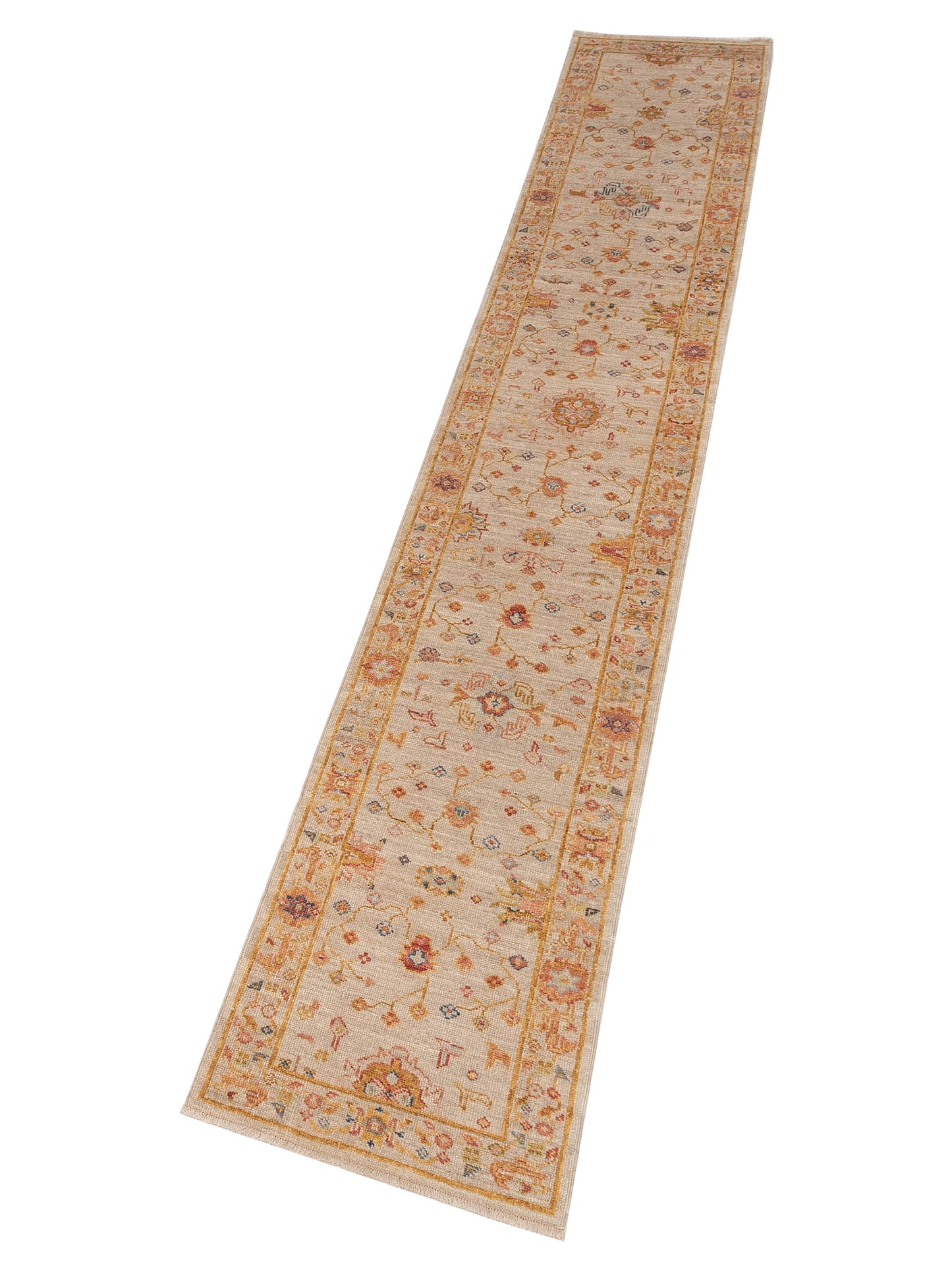 Angora Oushak 146492 Ivory Silver 2.7x15.8 Hand Knotted Rug