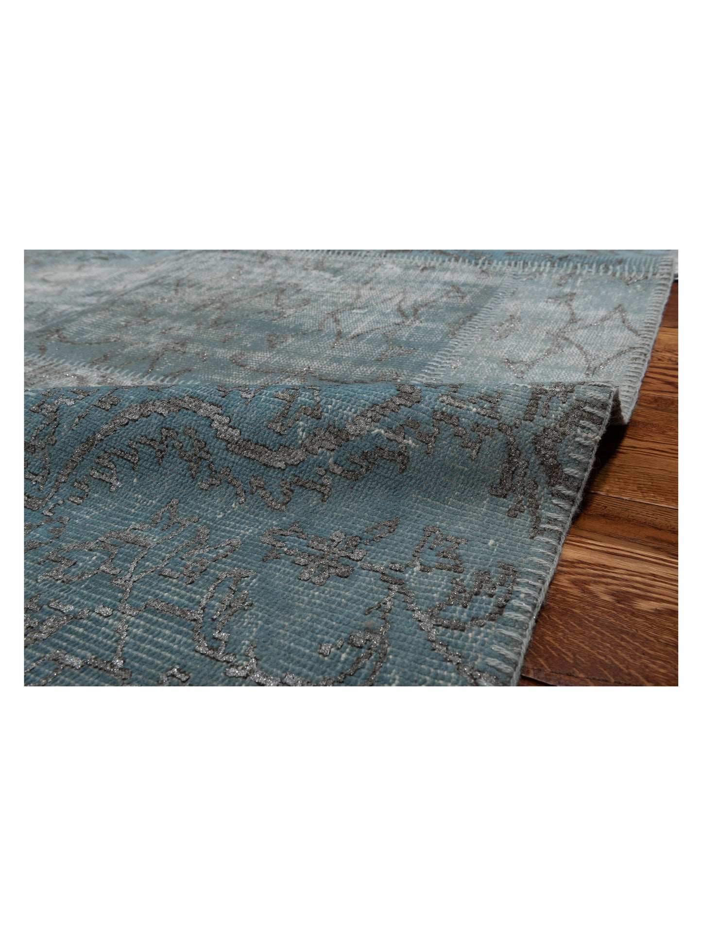 Turkish Vestige Patchwork 117776 Light Blue 8x9.10 Hand Knotted Rug