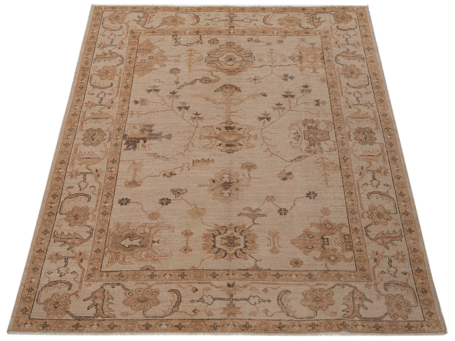 Angora Oushak 94651 Ivory Ivory 7x8.10 Hand Knotted Rug