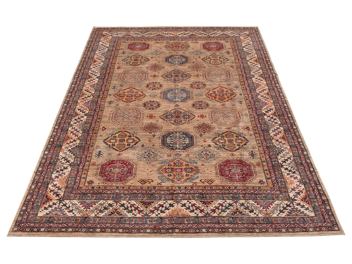 Artisan Kazak 151746 Beige Ivory 8.9x12.3 Hand Knotted Rug