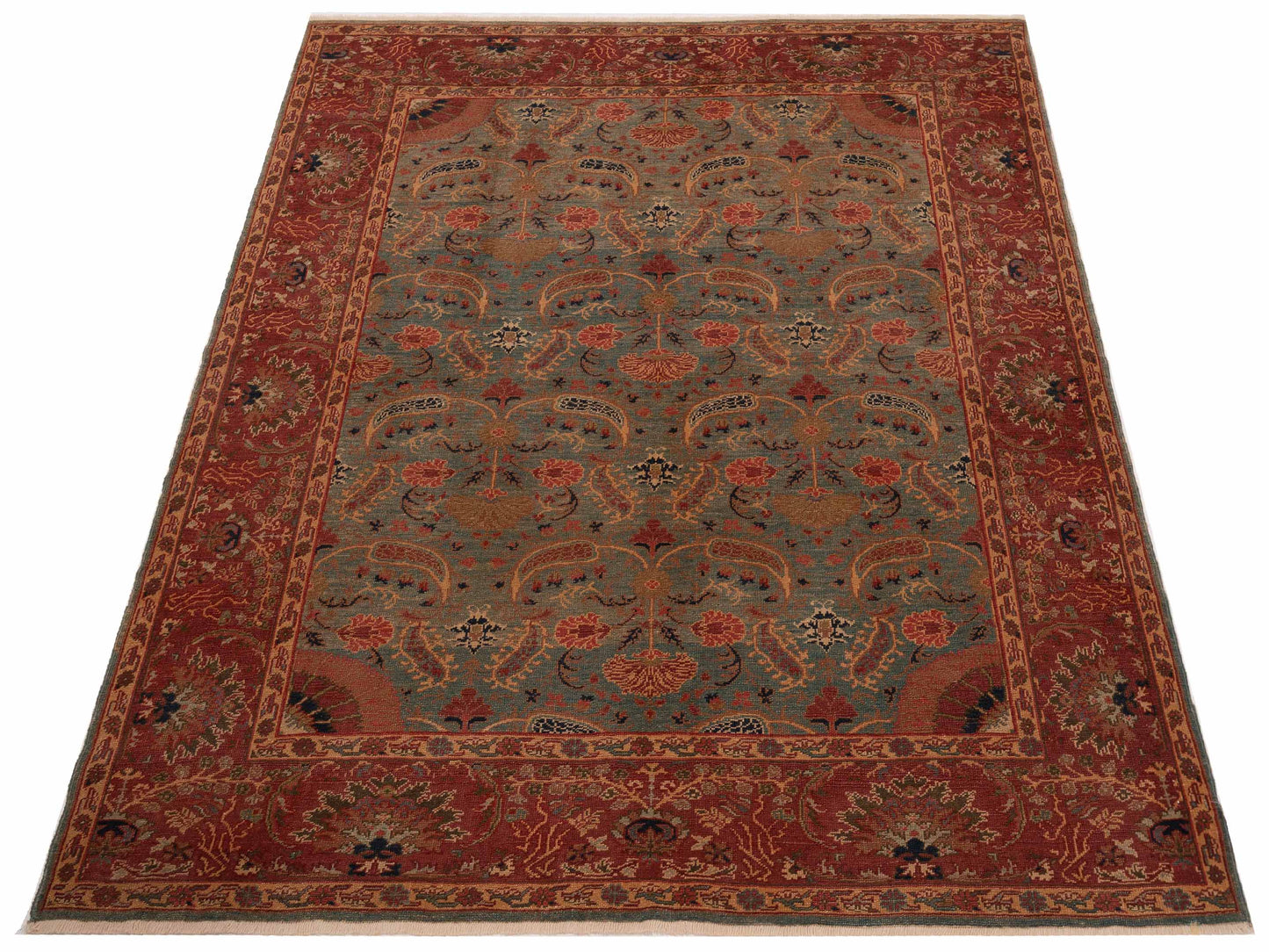 Antique Loom 147422 Blue Rust 6.10x7.10 Hand Knotted Rug